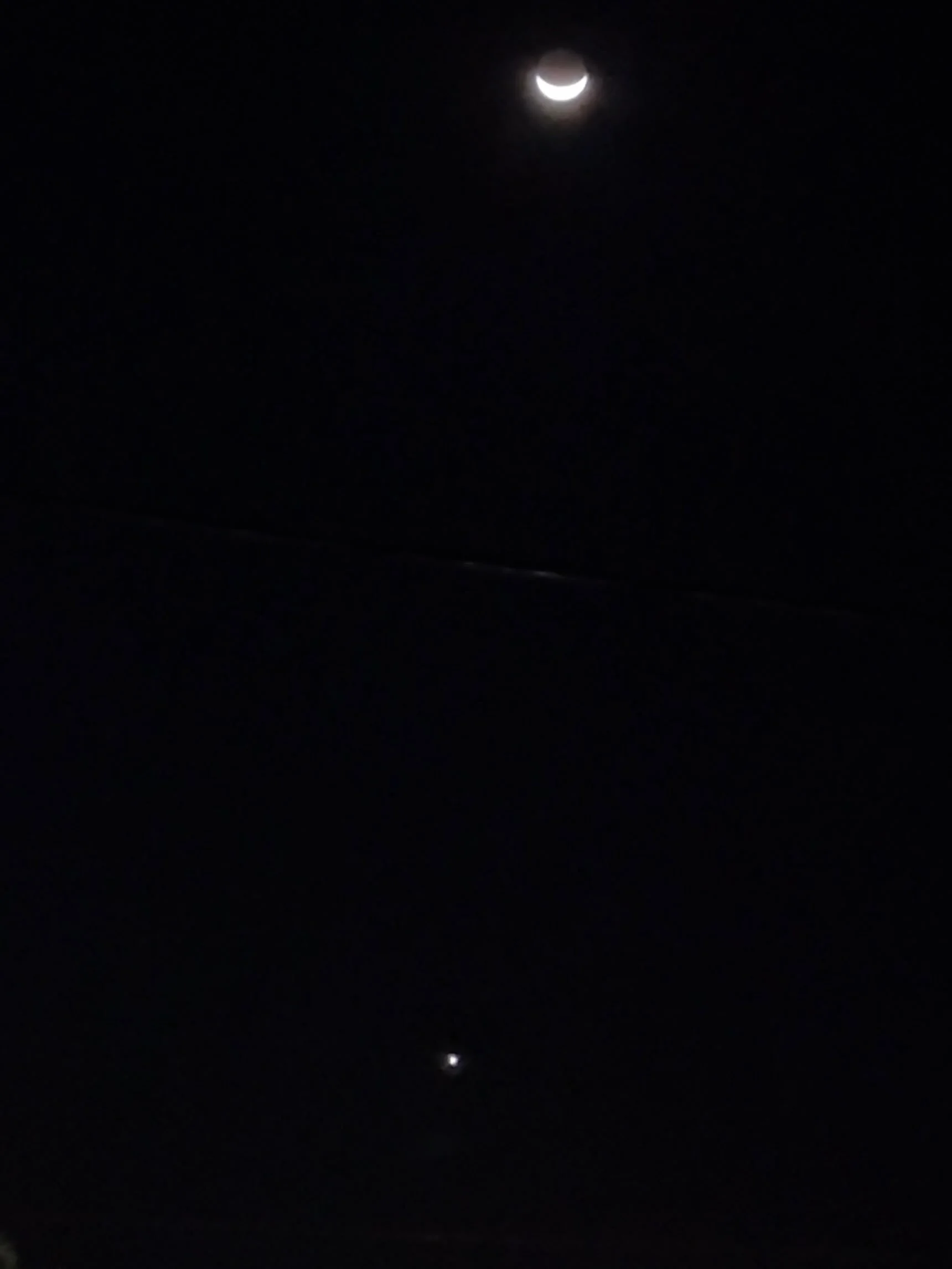 tonight venus sinks below
the still crescent, but growing moon
brilliant beauties
a choreographed dance&mdash;
I wonder if she is looking
over her shoulder
if the moon has turned away
if the stars are shaking their heads
if the planets have seen this