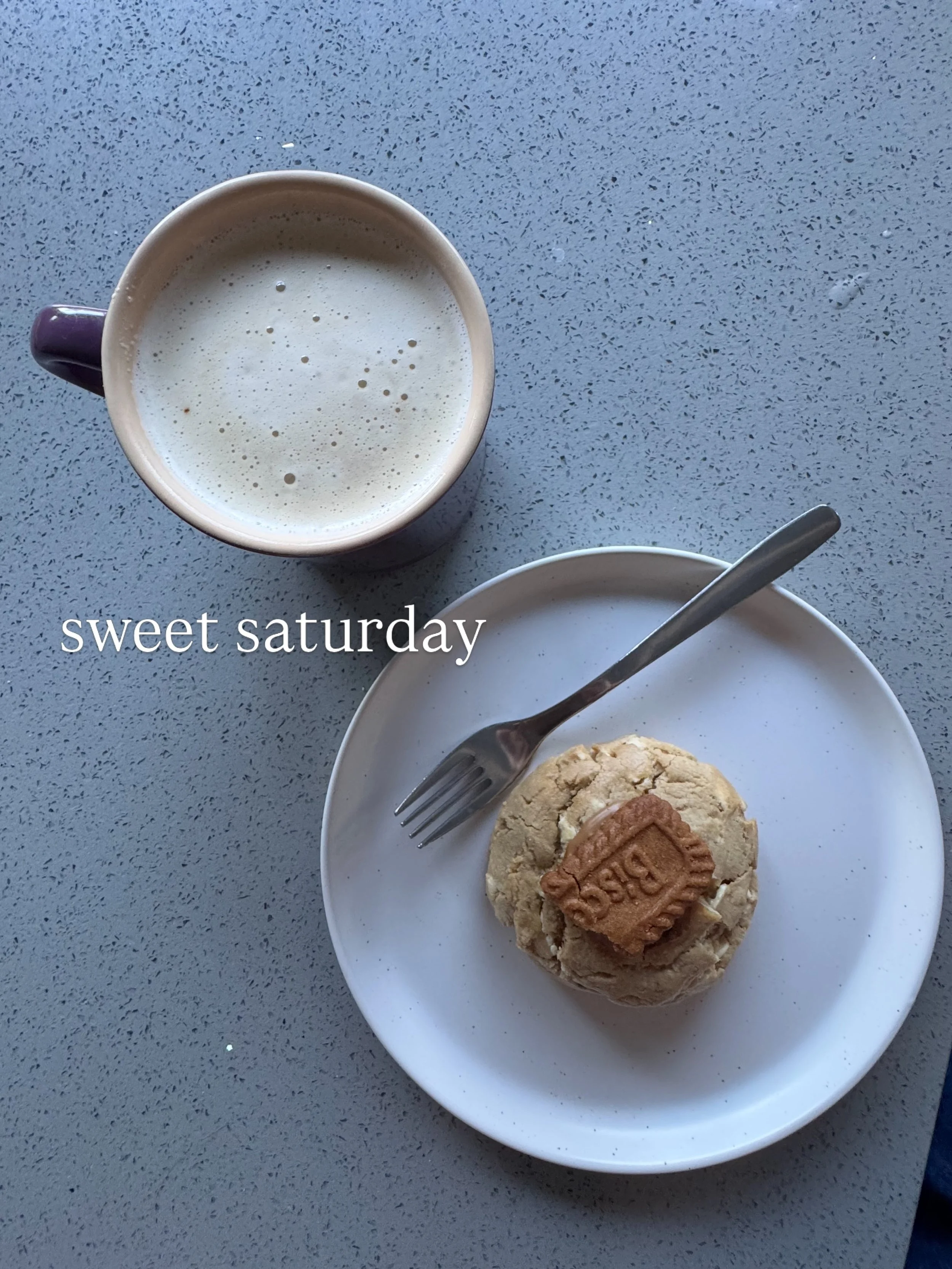On today&rsquo;s installment of Sweet Saturday, I chose a cookie butter-filled cookie, lightly microwaved, and a flavoured coffee. 

Just what this adult needs to motivate myself to do the things before I do more things. 

Happy day of things to all 