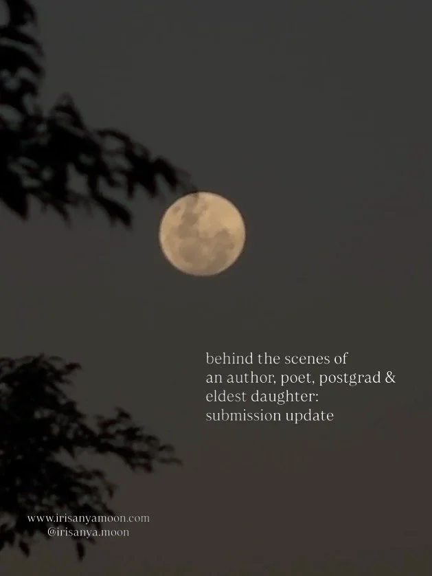 Behind the scenes/numbers of 
an author, poet and postgrad: 
submission update with numbers

Follow the moons (like I did) in the photos to hear a little bit about my process, what&rsquo;s coming next and how submitting has gone for me.

A few takeaw
