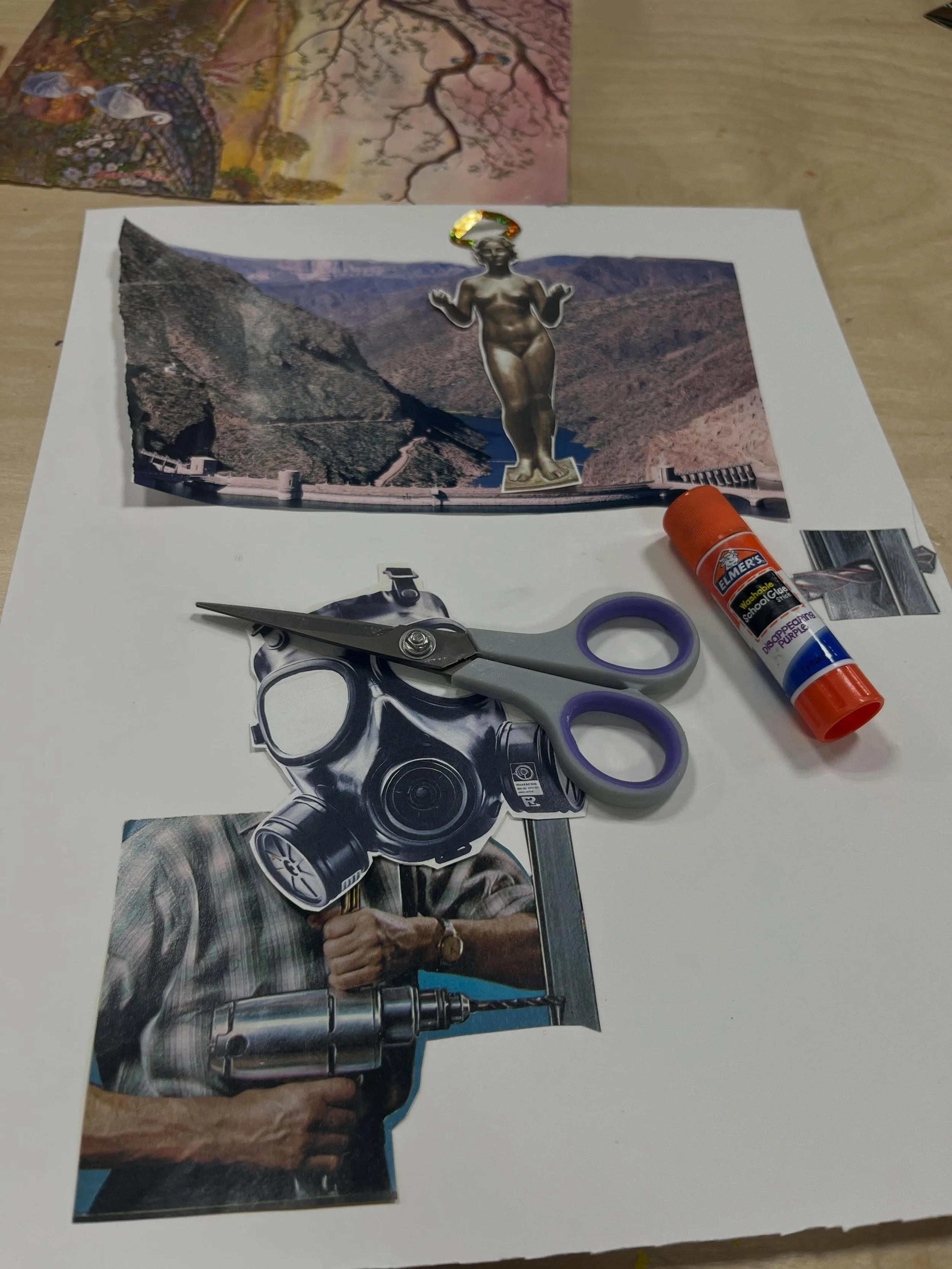 When words fail, there&rsquo;s always scissors, paper, and glue.

Started a new collage yesterday @claypaperink and continued working on it today but I ran out of stuff to cut apart. So I popped into @barnesandnoble to refresh my supply. I&rsquo;m no
