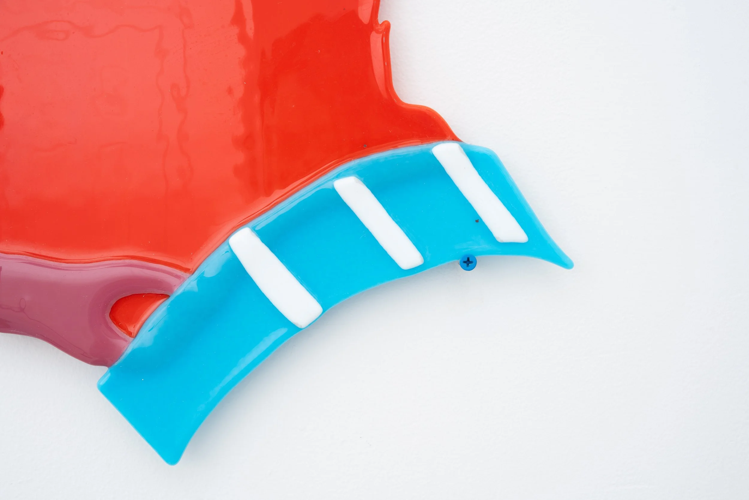 Jonny Campolo
Double Dip, 2025 (detail)
Slumped glass, powder coated screws
23 x 21 in