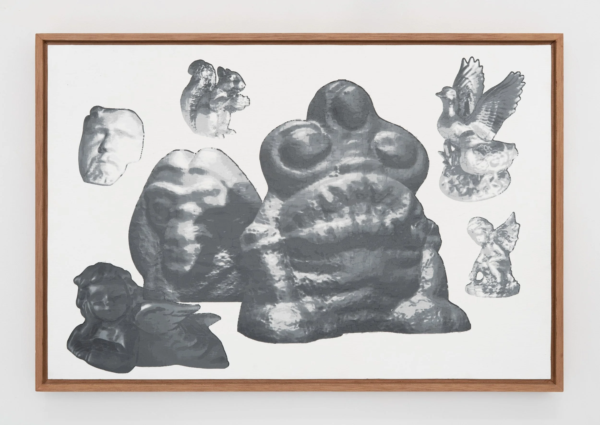 Miguel Ángel Salazar & Carlos Iván Hernández,  Hielocos , 2023. Acrylic on canvas, CNC engraving, wood frame with custom resin engraving, 17 x 25 x 2 in.