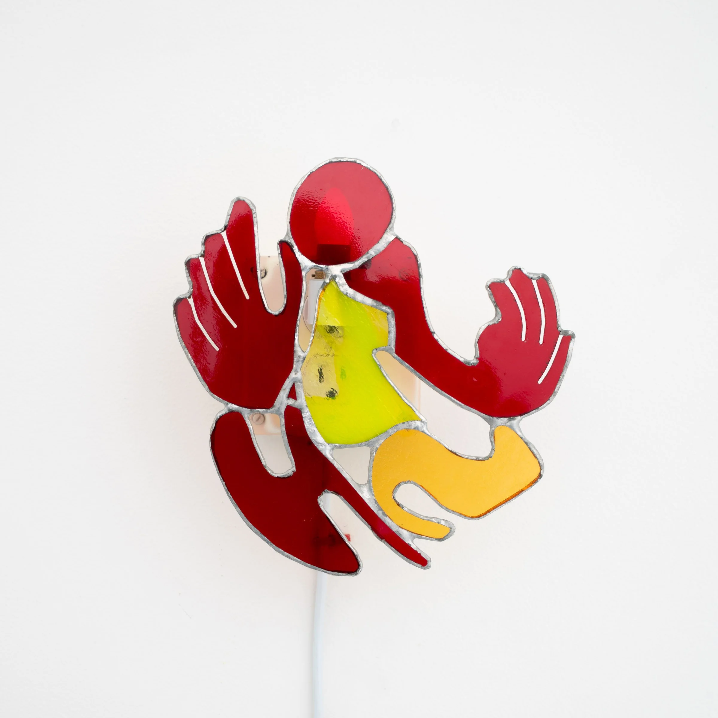Jonny Campolo,  Turn Off , 2020. Stained glass, silver solder, nightlight, 9 x 8 x 2 in.
