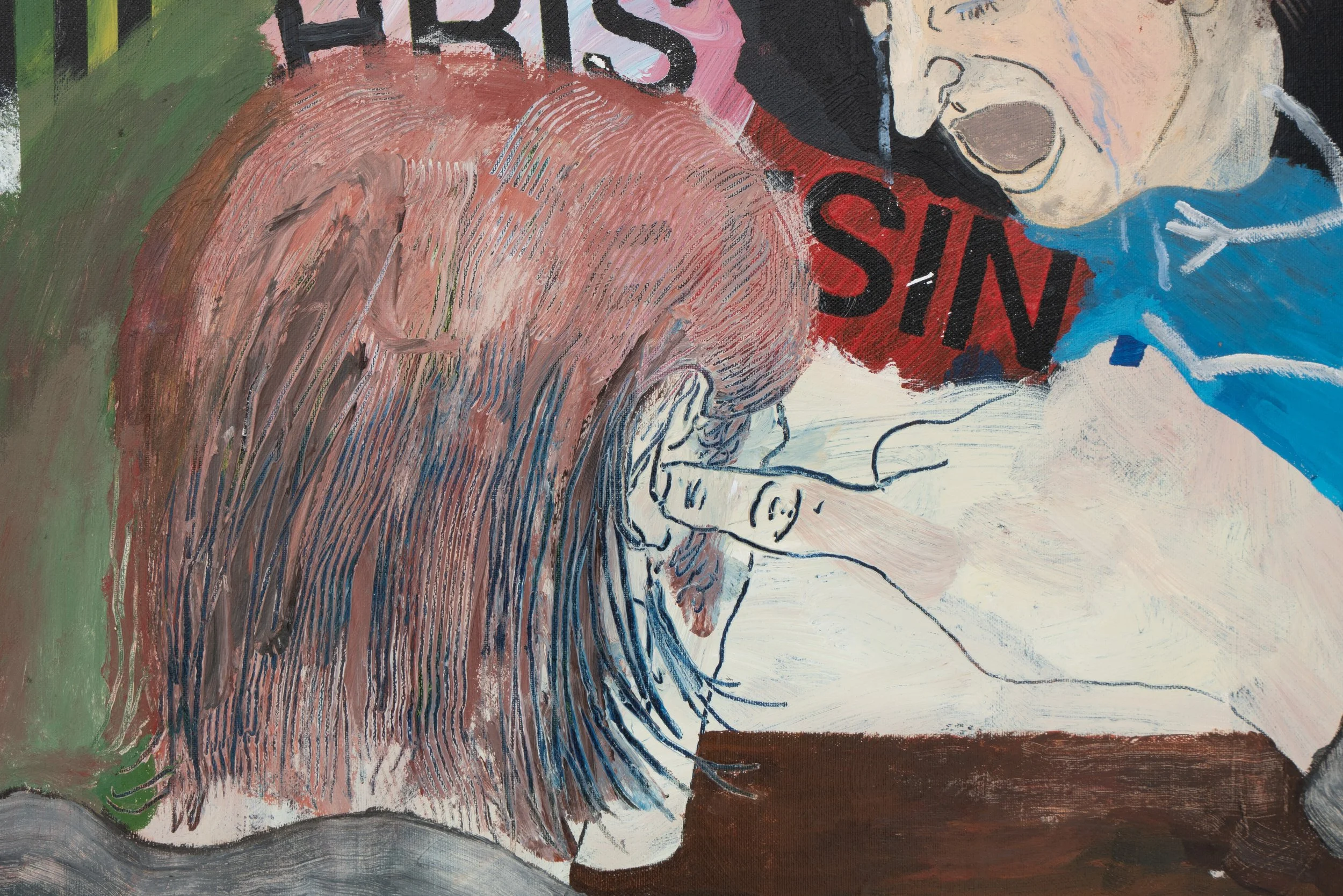 Chris Retsina,  Can’t Tell Me Shit , 2025 (detail). Acrylic on canvas, 19 1/2 x 23 1/2 in.