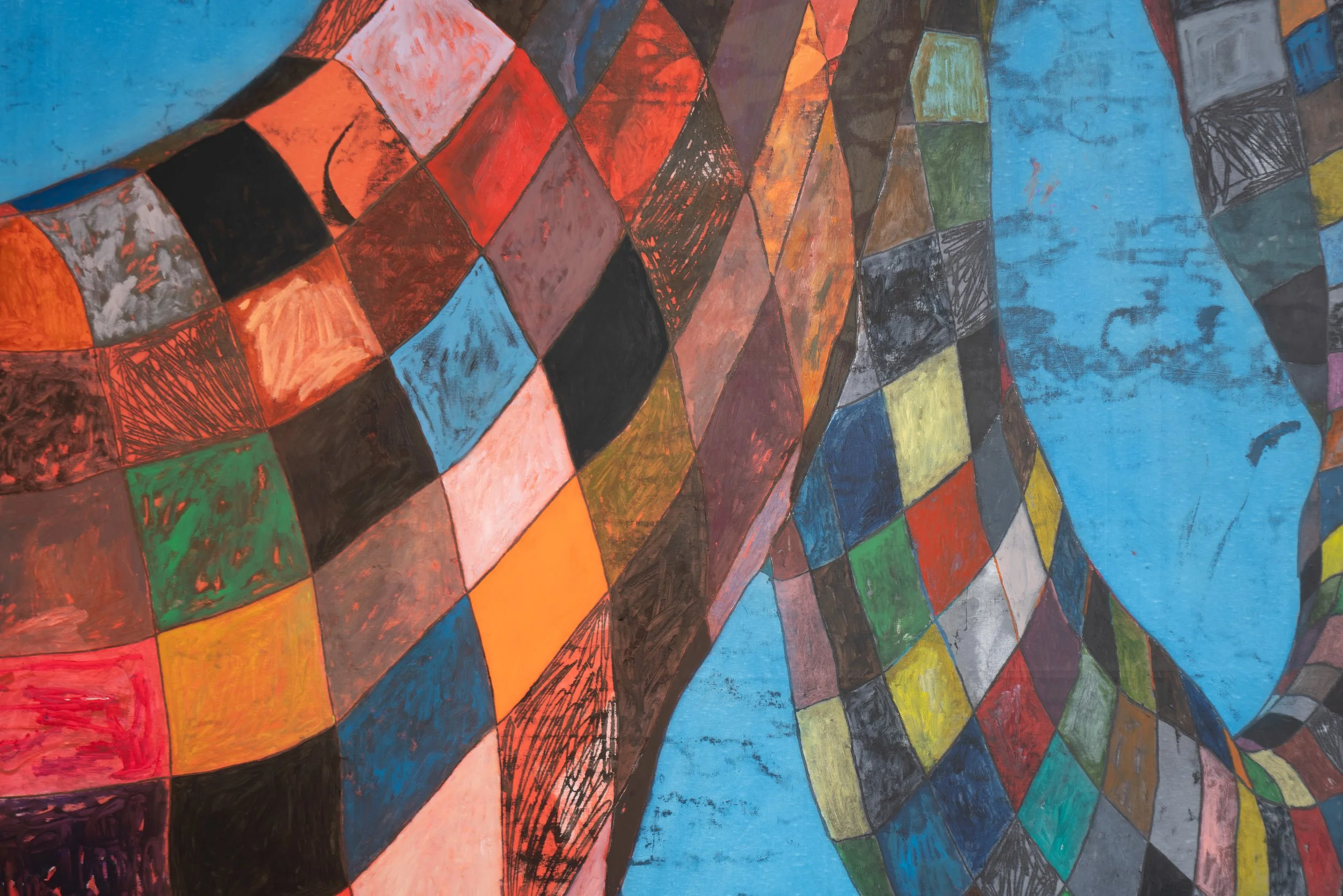 Nick Irzyk,  Factory , 2025 (detail). Oil on canvas, 91 1/4 x 236 1/2 in.