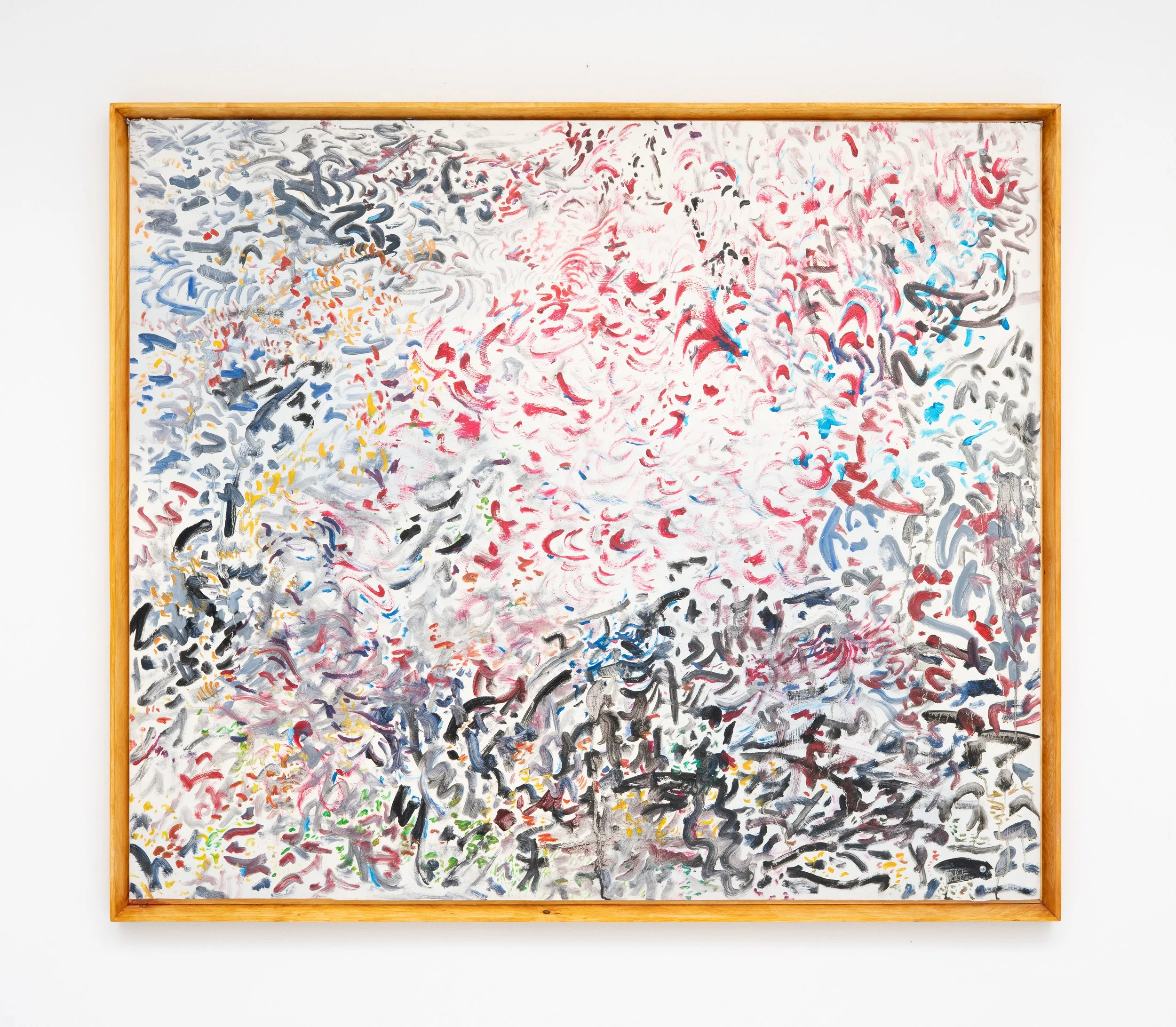 Pat Reynolds,  Landscape , 2025. Oil, acrylic, and latex on gypsum board, pine, shellac; 40 x 50 x 2 in.