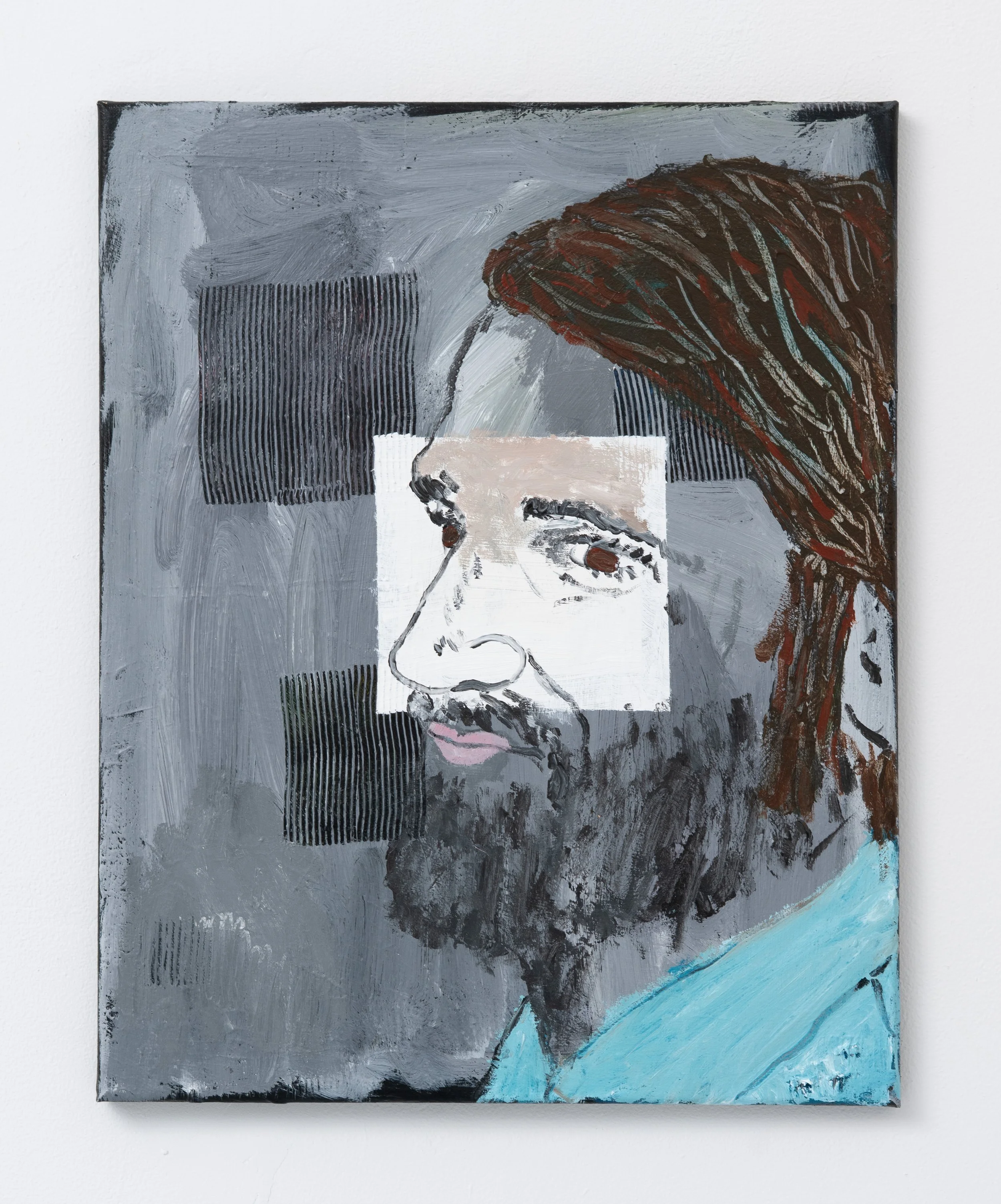 Chris Retsina,  Worship the Cube , 2025. Acrylic on canvas, 20 x 16 in.