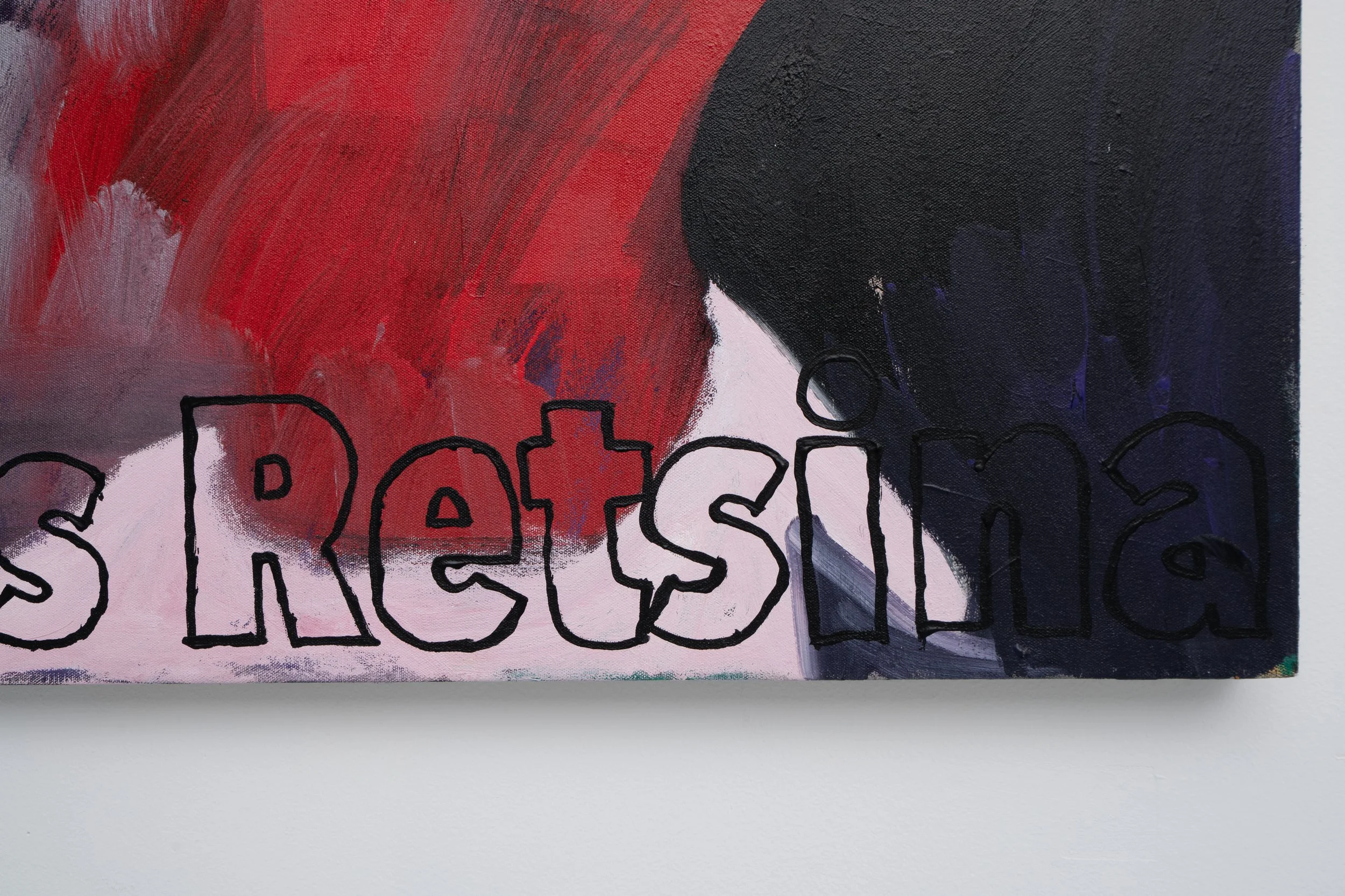 Chris Retsina,  Self Portrait , 2023 (detail). Acrylic on canvas, 28 x 36 in.