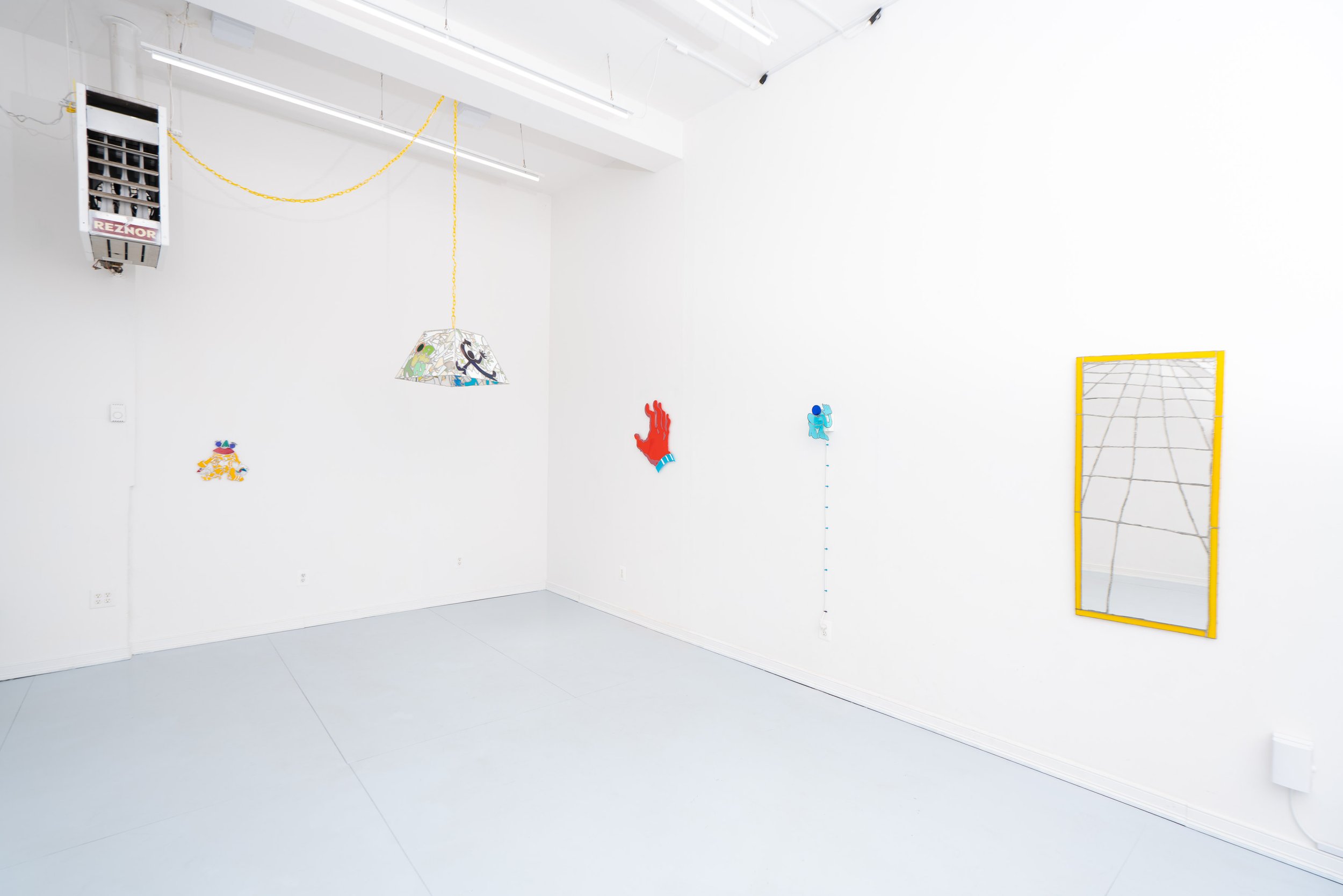 Installation view, Jonny Campolo: RED JAZZ SHOE SHINE, Ptolemy, Glendale, NY, 2025