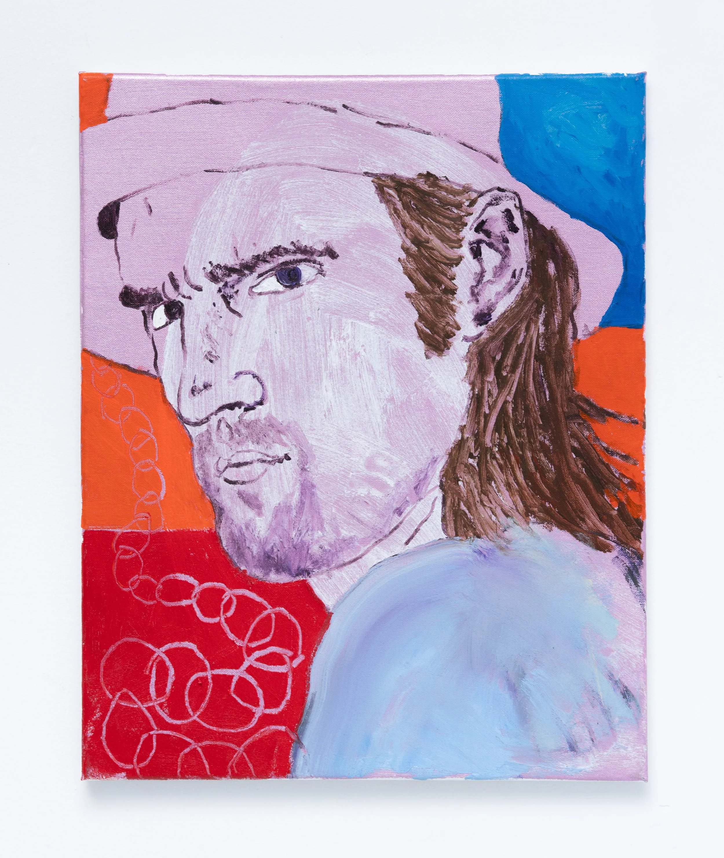 Chris Retsina,  Wearing a Terrible Hat (in Greece) , 2025. Acrylic on canvas, 20 x 16 in.