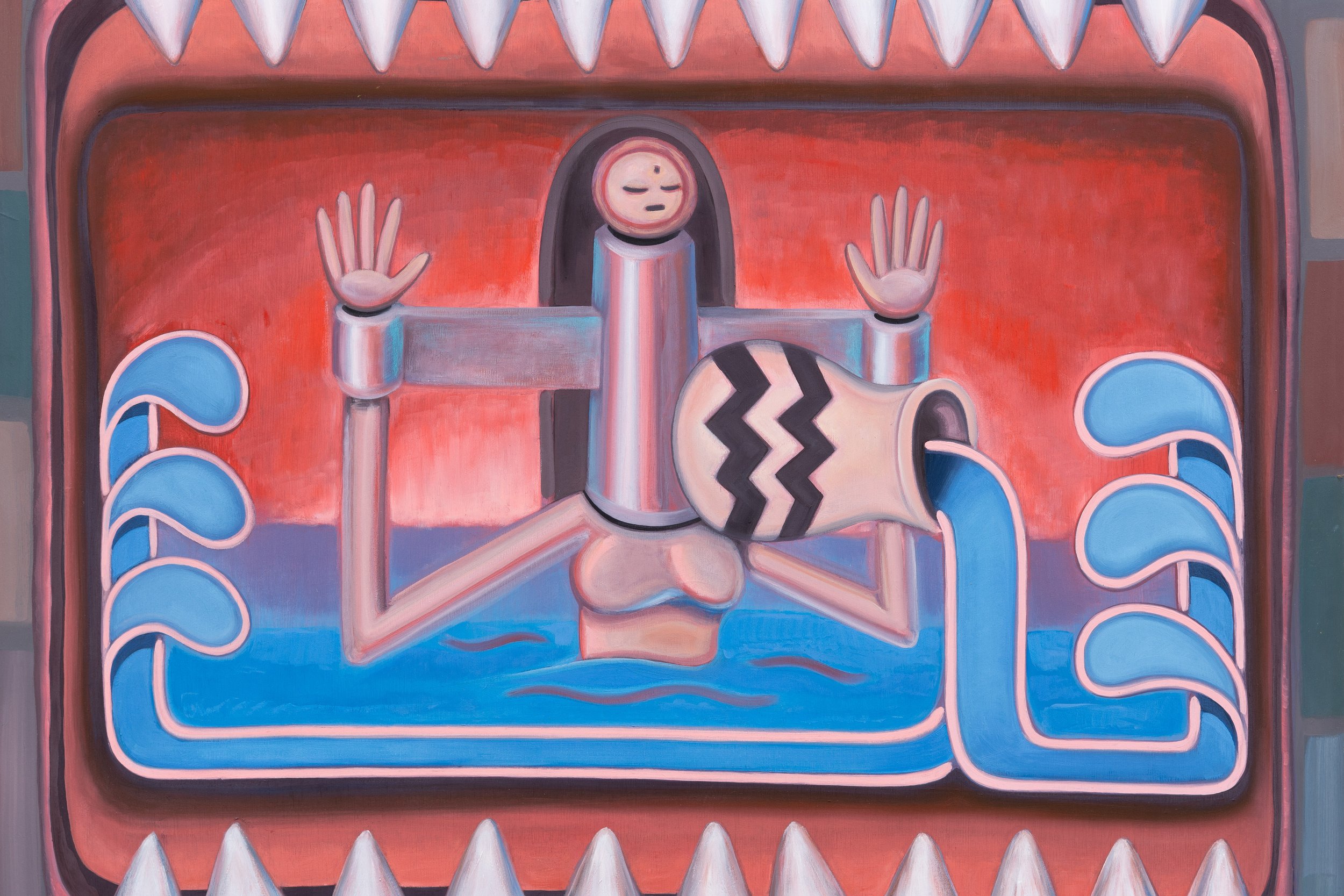 Lucia Love,   Levels (a spiritual rhapsody about being swallowed by a whale) , 2019 (detail). Oil on canvas, 48 x 24 in