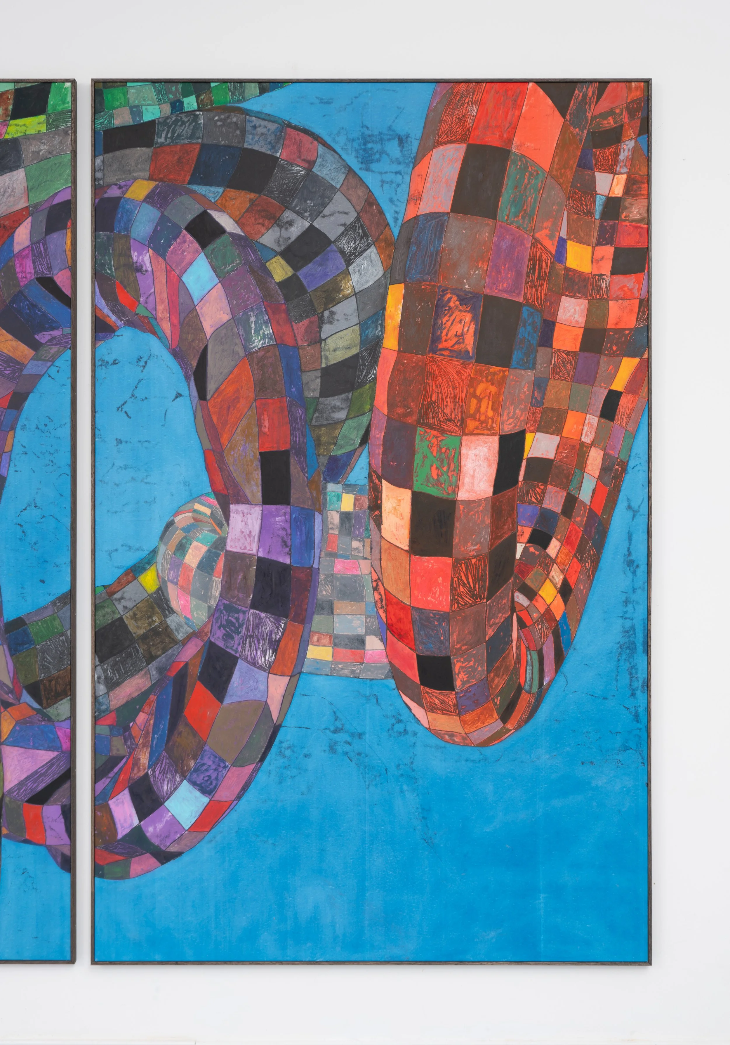 Nick Irzyk,  Factory , 2025 (detail). Oil on canvas, 91 1/4 x 236 1/2 in.