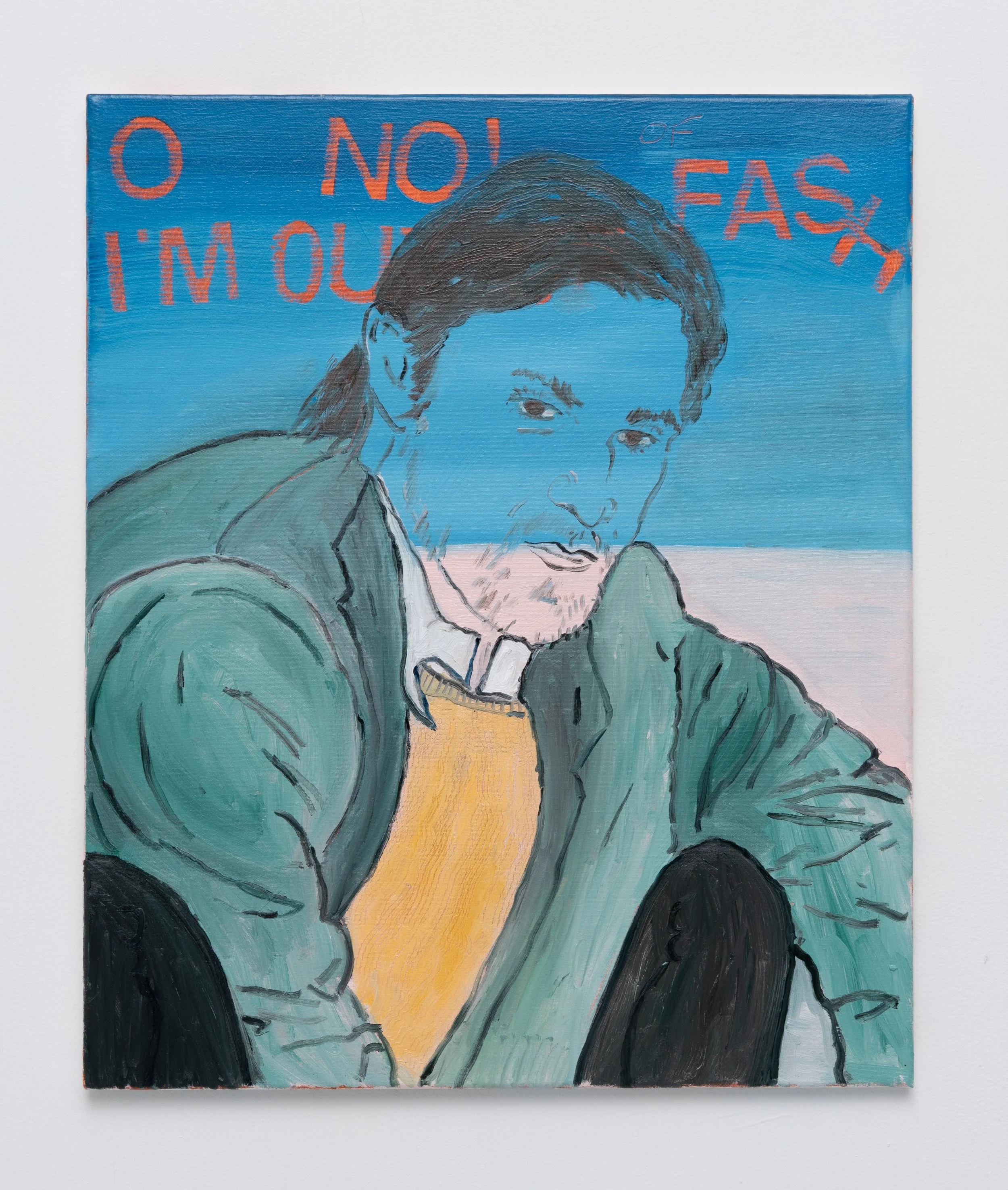 Chris Retsina,  O No! I’m Out of Fash , 2026. Oil on canvas, 24 x 20 in.