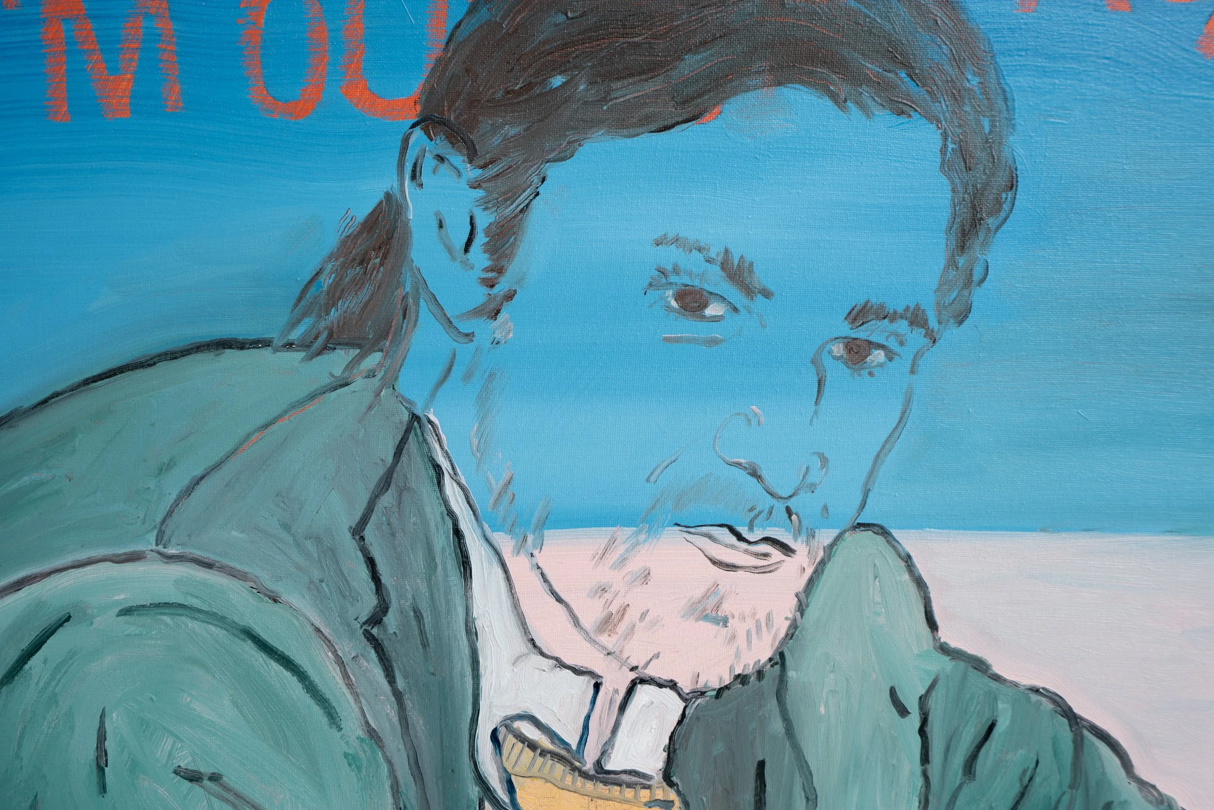 Chris Retsina,  O No! I’m Out of Fash , 2026 (detail). Oil on canvas, 24 x 20 in.