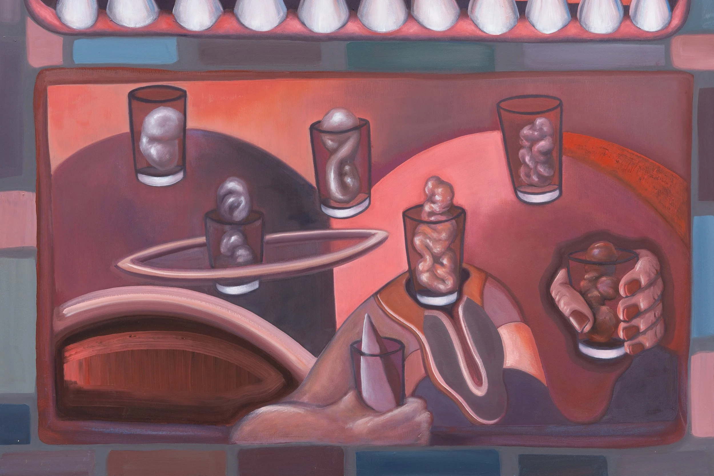 Lucia Love,   Levels (a spiritual rhapsody about being swallowed by a whale) , 2019 (detail). Oil on canvas, 48 x 24 in