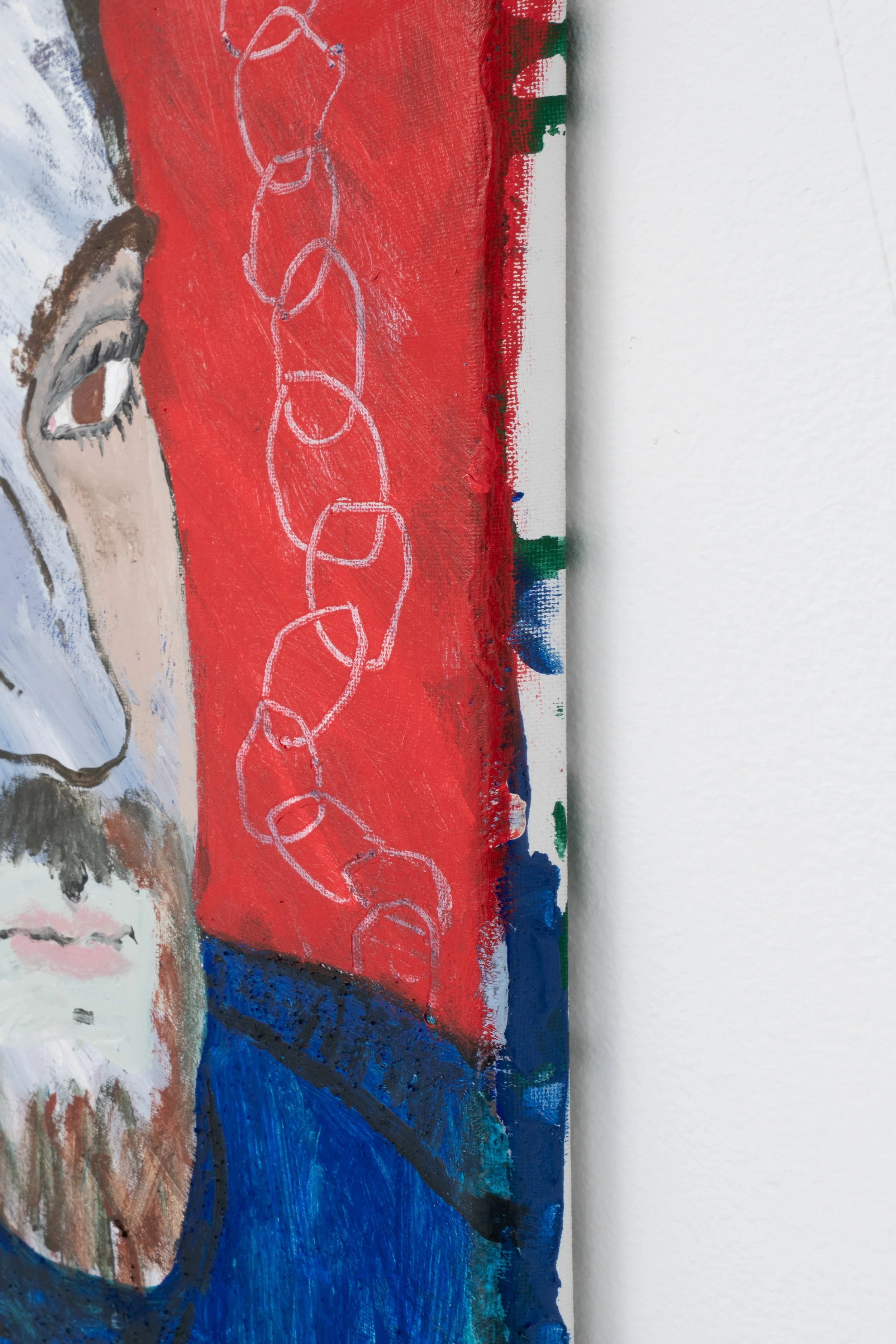 Chris Retsina,  Stealing from Ana Bial , 2025 (detail). Acrylic on canvas, 20 x 16 in.