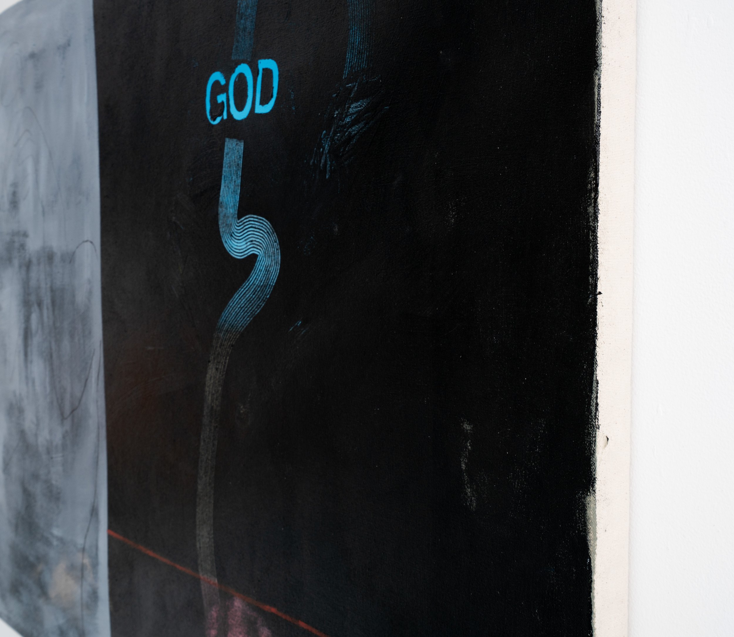 Chris Retsina,  In the Shower , 2025 (detail). Acrylic on canvas, 37 1/2 x 51 1/4 in.