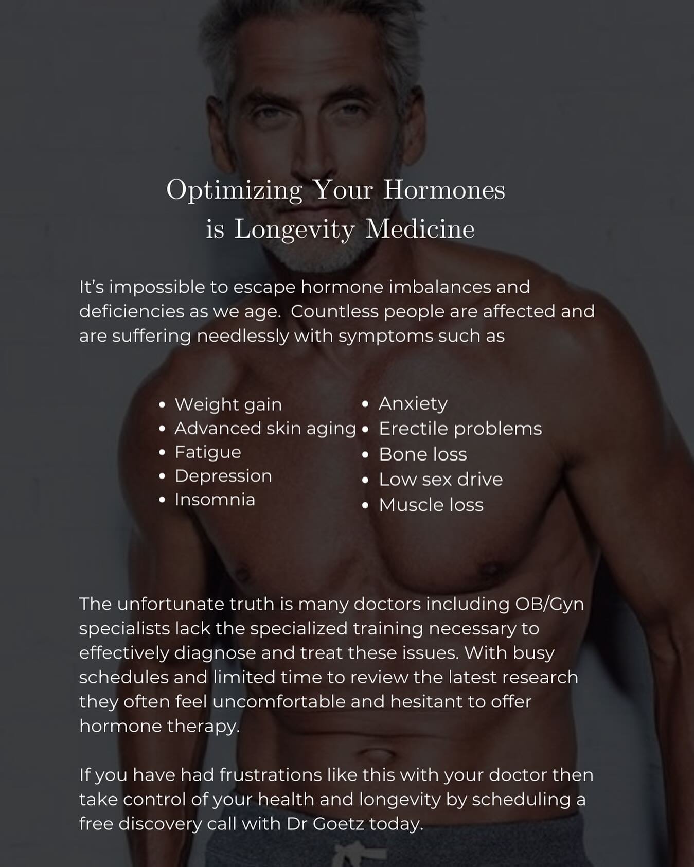 Optimizing your hormones IS longevity medicine. It&rsquo;s not just about hot flashes or trying to put on more muscle in the gym. It&rsquo;s about living longer. If you&rsquo;re a candidate for hormone replacement and you&rsquo;re not doing that, the