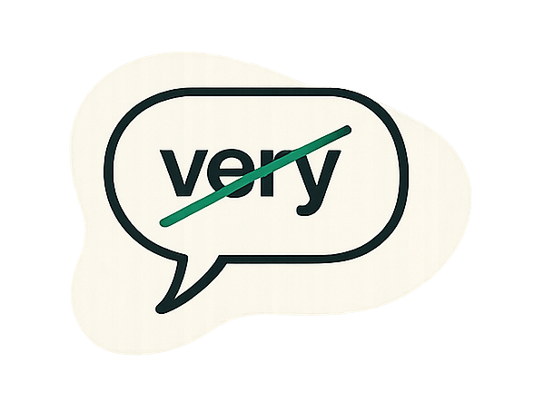 Line crossing out the word very.