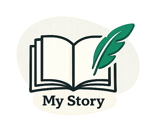 Book and quill with My Story written.