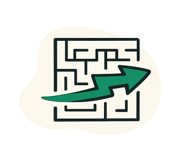 Arrow through a maze.