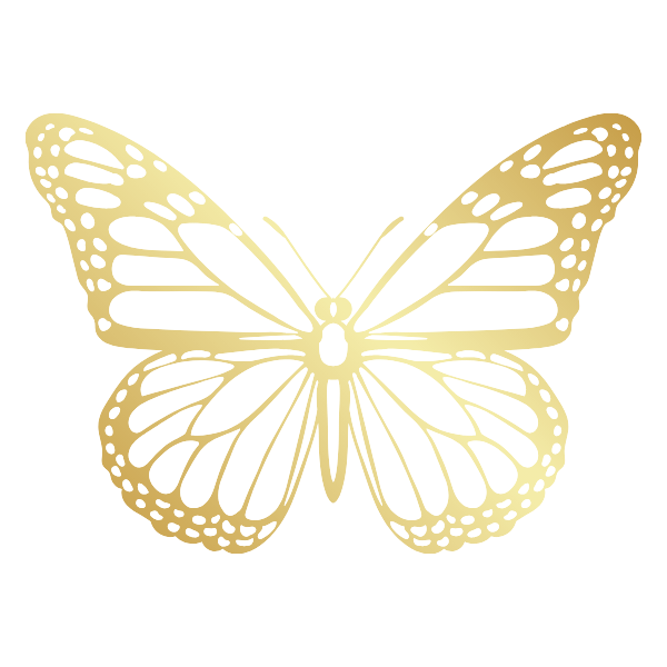 Golden butterfly-shaped object with intricate cutout details.