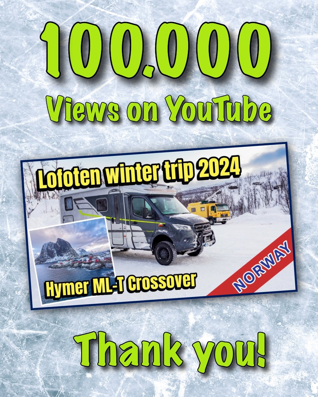 100,000+ views! ❄️🔥

I can&rsquo;t believe my winter adventure to Lofoten has now passed 100,000 views on YouTube!

Thank you all so much for watching, supporting, and joining me on this cold but magical solo journey in my Hymer 4x4 camper. 🙏✨

If 