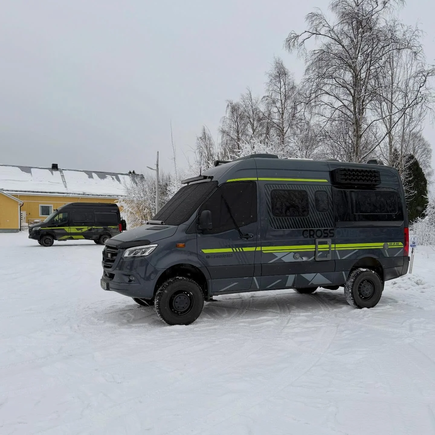 I chose between going inland or along the coast and the E4 further north &ndash; better road conditions on the E4 had to decide even if that road is quite boring.

Parked for the night in a motorhome parking space at Folkets Hus in Rosvik, 25 km nort