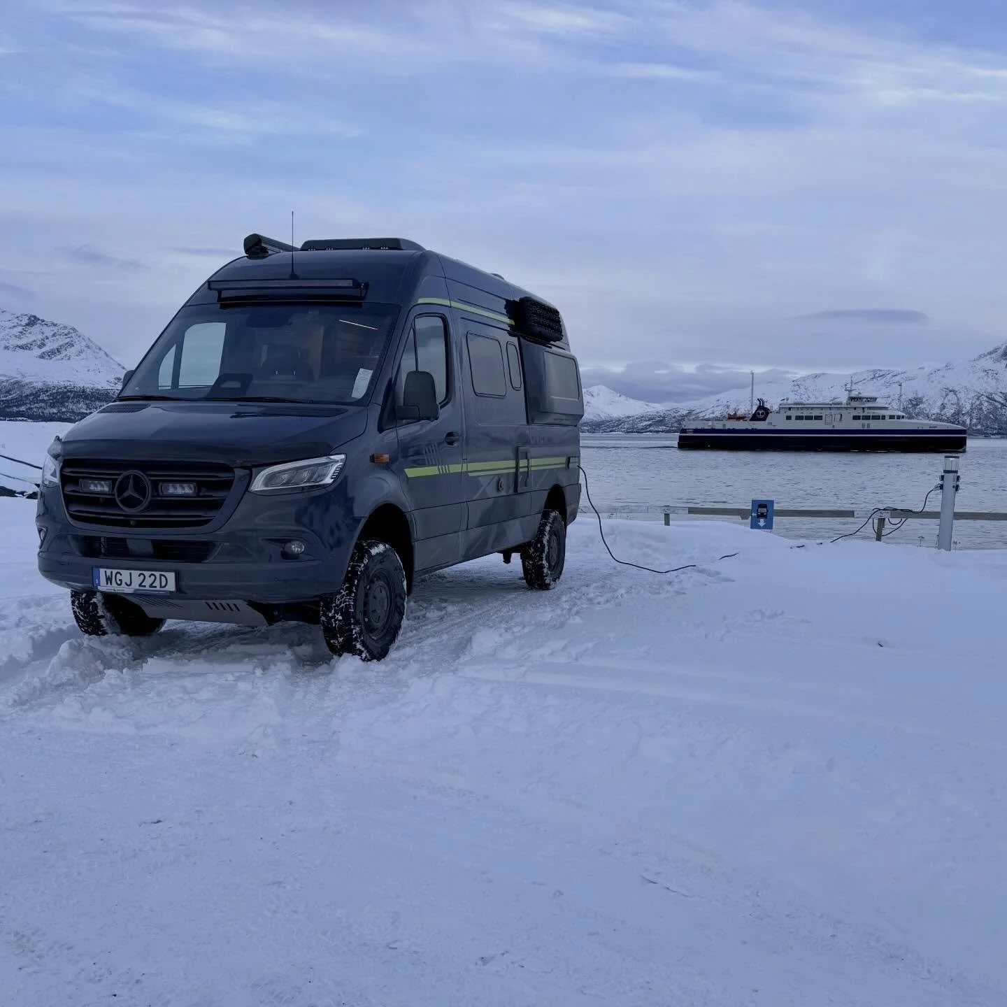 Today I turned north again through the beautiful islands of Lofoten, heading toward the ferry port in L&oslash;dingen. I&rsquo;m spending the night at the small harbor stop here before catching the early ferry tomorrow morning across to Bognes.

From