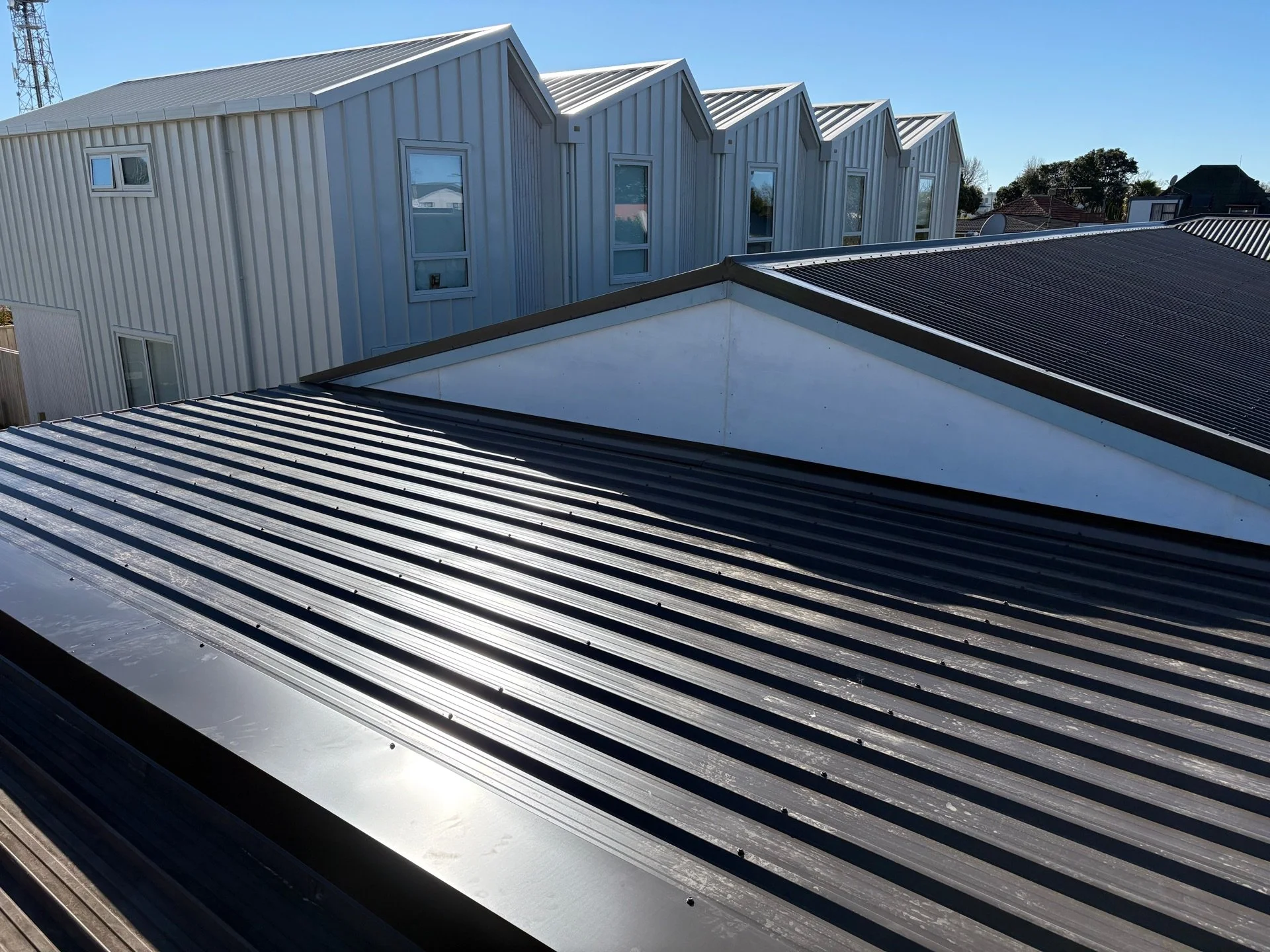 New roofing iron installed on a garage carport roof