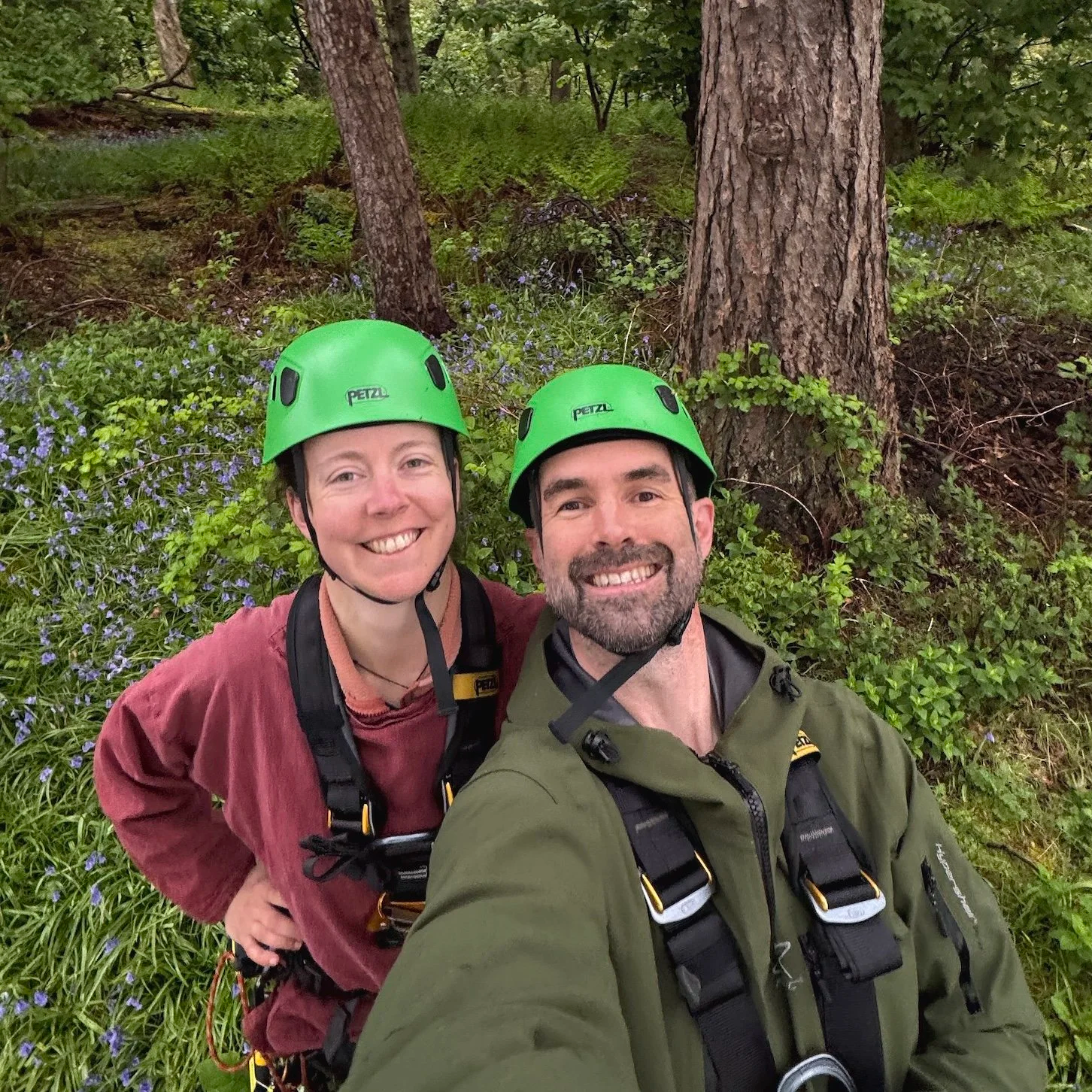 Rope access wildlife experts. In safety equipment.