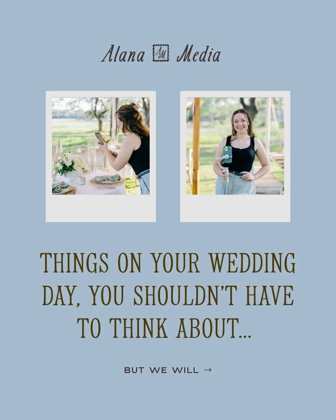 You should be thinking about marrying your best friend.

Being fully present with your people.

Actually enjoying the day you&rsquo;ve spent so much time planning.

That&rsquo;s where content creation comes in. 🤍

I capture the candid moments, behin