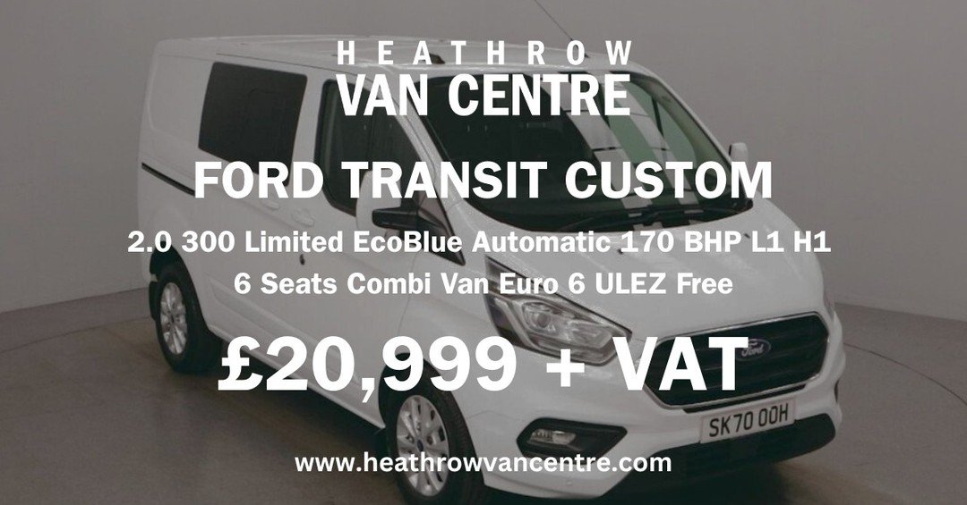 🚨 FOR SALE Ford Transit Custom 2.0 300 Limited EcoBlue 🚨  Now Available at Heathrow Van Centre!

Looking for a versatile, low-mileage combi van that&rsquo;s ULEZ Free and packed with premium features? This 2020 Ford Transit Custom is ready to work 