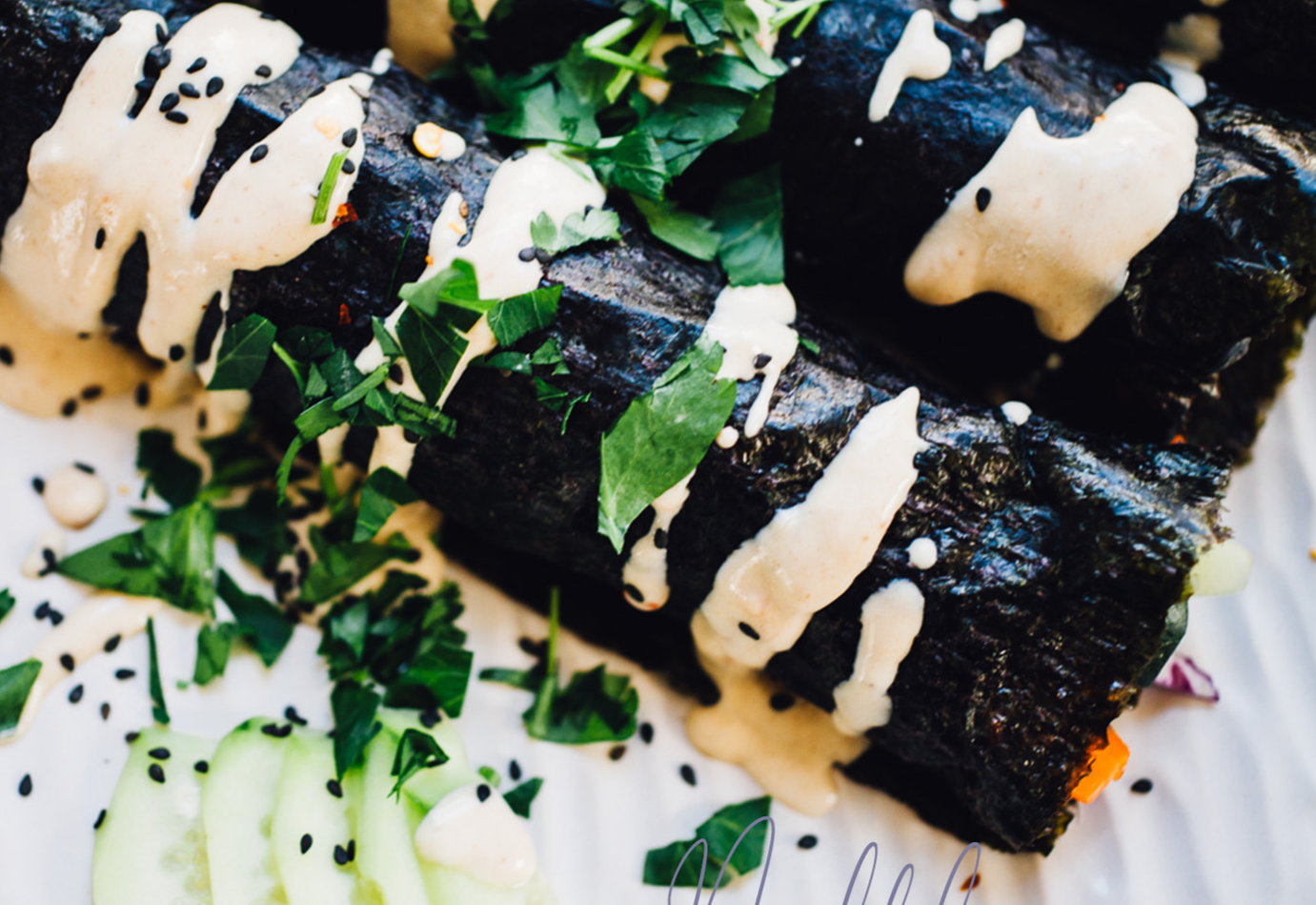 nori wraps with lemon-tahini sauce