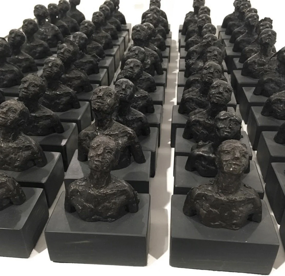 Polished Welsh slate stands for bronze figures made by Llyr Erddyn Davies