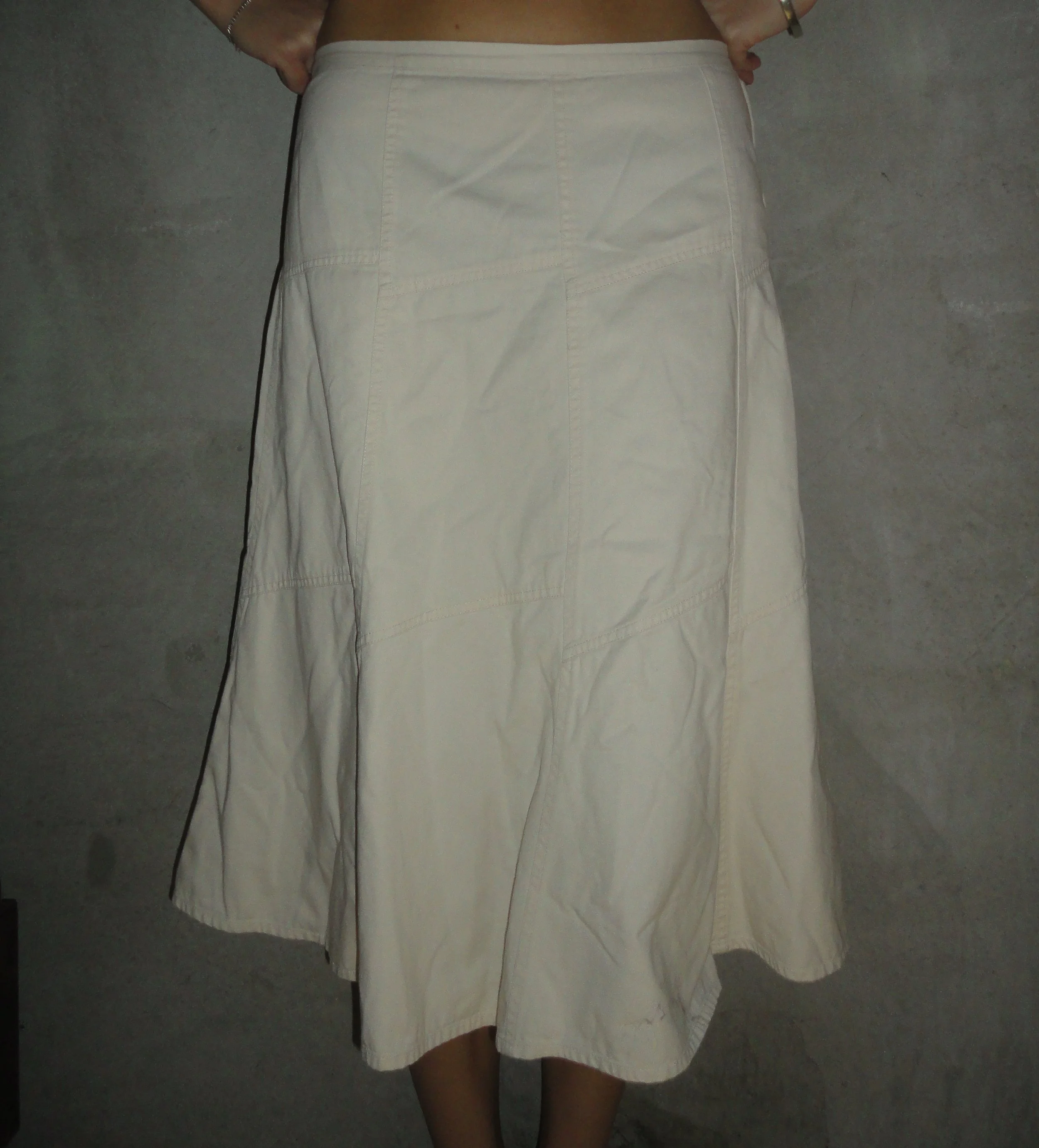 Cream Panelled Midi Skirt