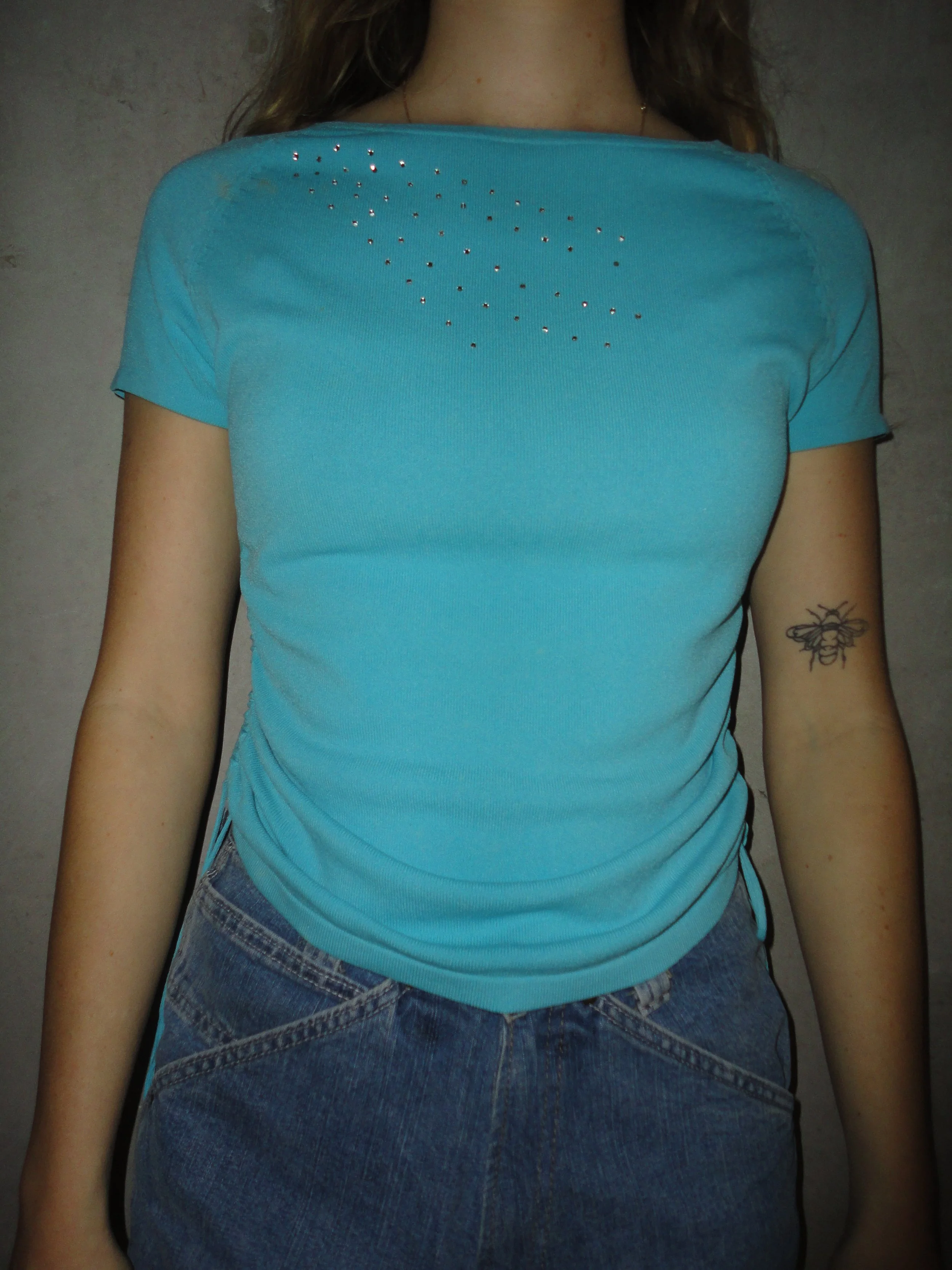 Drawstring Sequin Top