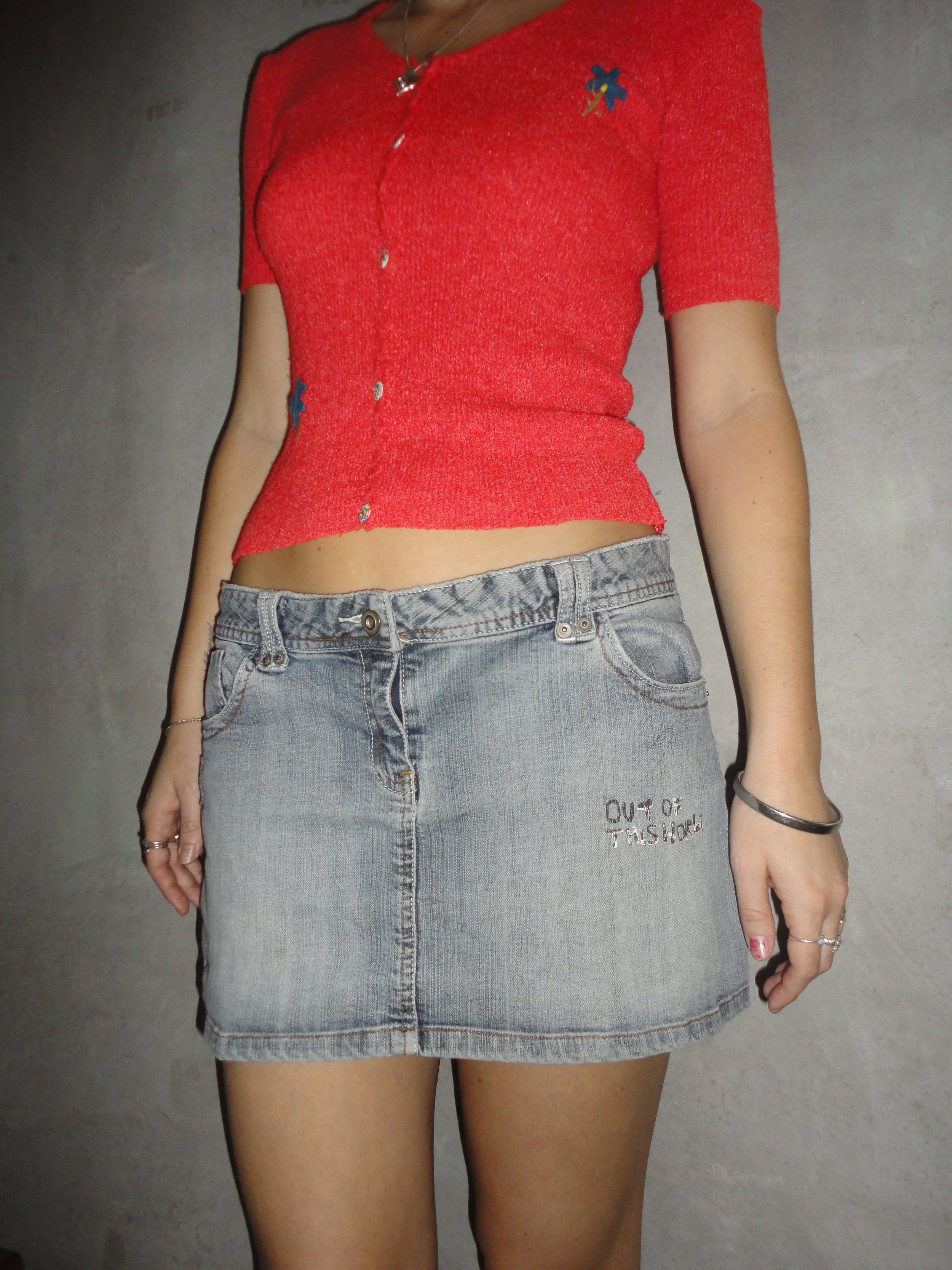 Denim Mini Skirt with Patch Details