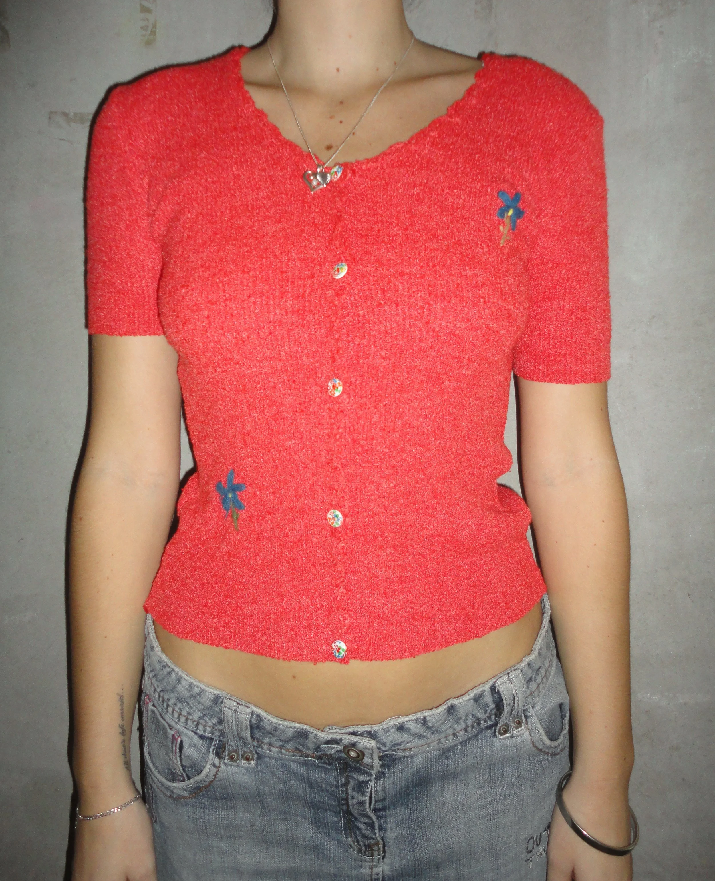 Floral Mini Knit Button-up