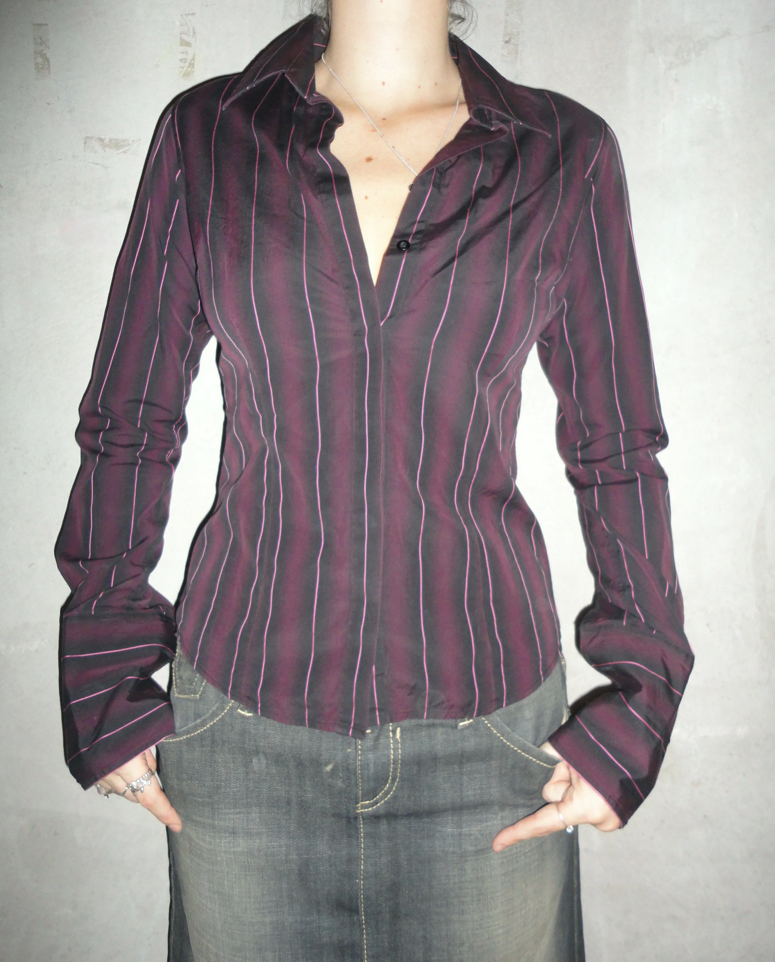Purple Pinstripe Button up