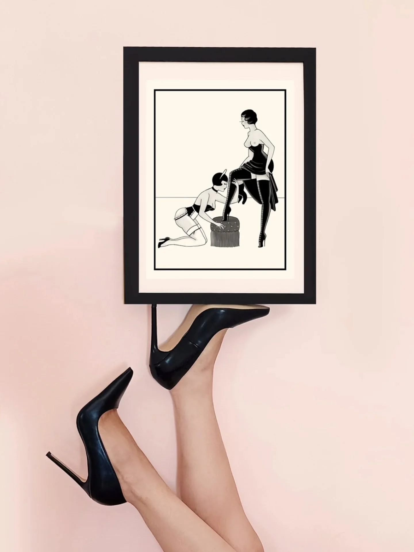 Fetish elegance in black &amp; white.
 &quot;Shoes Obsession&quot; curated set with gift print by Madame. 
Visit the Boutique via link in bio to discover🖤
*
*
*
*
*
*
*
#madamedabi #madamedabiboudoir #ShoesObsession #FetishHeels #ArtPrintSet #Boudoi