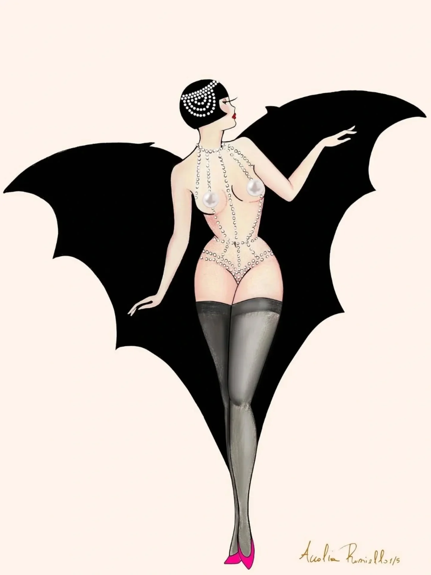 &quot;Batgirl&quot; 🖤🦇🎀
A cult illustration by Madame Dabi, revisited just in time for the Halloween season.

Available&nbsp; in the Boutique, worldwide shipping, no customs on prints &amp; sets.
*
*
*
*
*
*
*
*
*
#madamedabi #madamedabiboudoir
#p