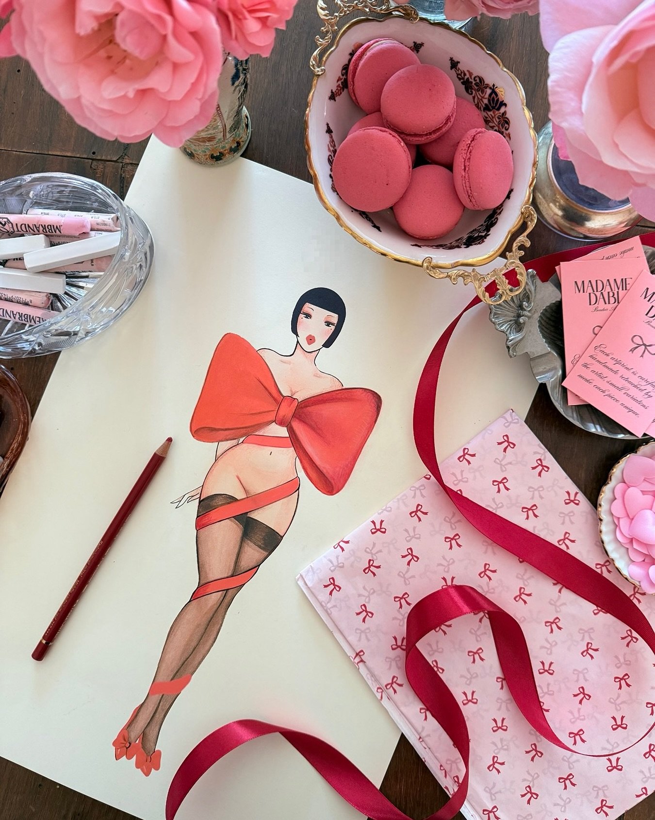 Bespoke Madame Dabi illustrato in for Christmas 🎀  If you&rsquo;ve been considering a custom piece, this is your moment. November 25 is the last day to commission your custom piece for Christmas delivery. After that, I won&rsquo;t have time to compl