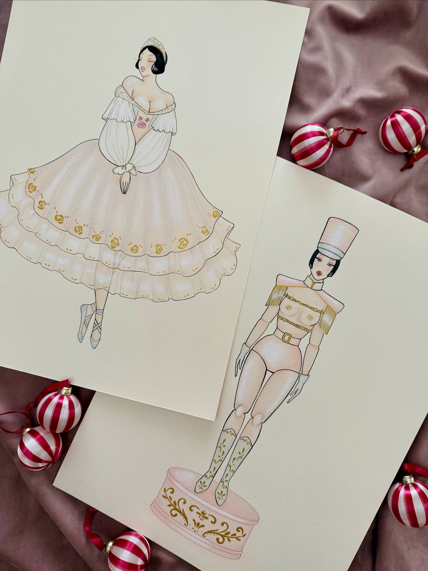 The Nutcracker and Clara, but make it Madame Dabi style🎀 
My favorite fairytale with a noughty twist. Two original Artworks available at Madame&rsquo;s boutique. Enjoy complimentary shipping for all Original Artworks 💌

 #madamedabi #nutcracker #ba