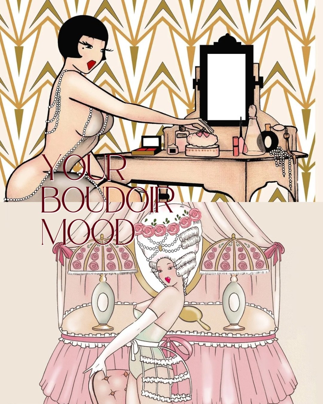 Which mood would you choose for your boudoir?
Rococo or Deco?🎀

Discover both illustrations in the Boutique, link in bio 💌
*
*
*
*
*
*
*
*
*
*
*
*
#artdecoillustration
#rococoart
#boudoirart
#feminineluxury
#coquetteaesthetic
#madamedabi