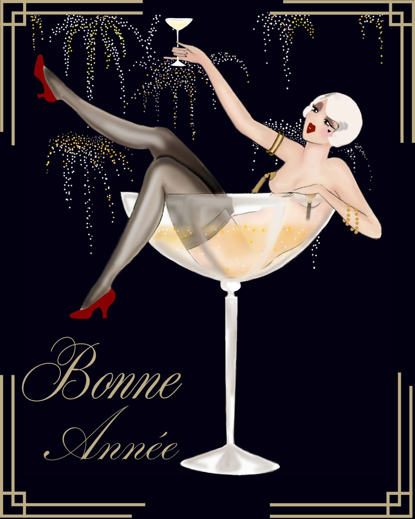 Wishing you a sperkling new year 🍾  #madamedabi #newyear #champagneart