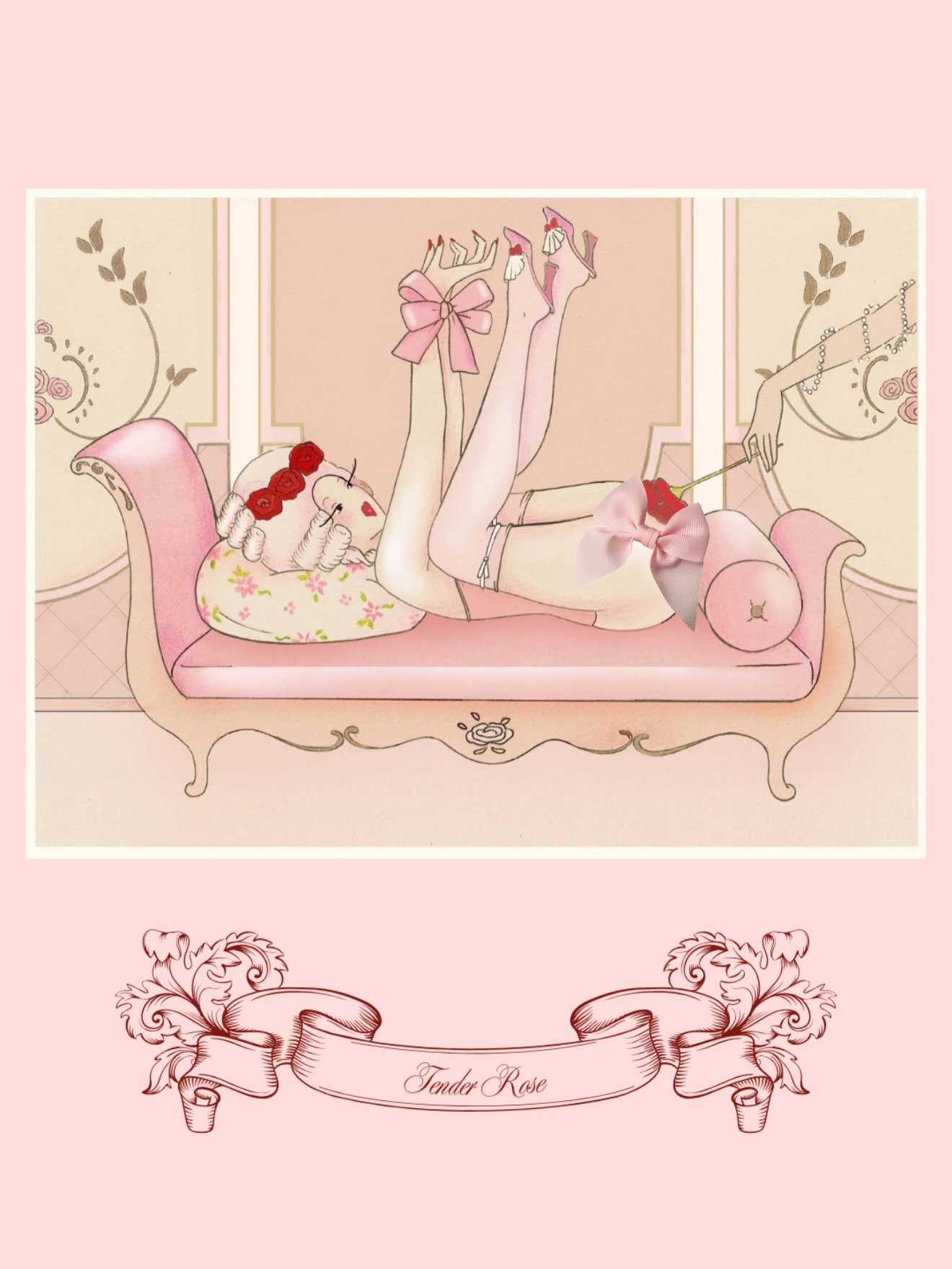 A private boudoir moment.
Rococo, indulgent and intimate 🎀 
#madamedabi #madamedabiboudoir
#boudoirart #boudoirillustration
#rococoinspired #rococoart
#eroticillustration #sensualart
#feminineart #illustratedart
#frenchrococo #fineartprint
#interior