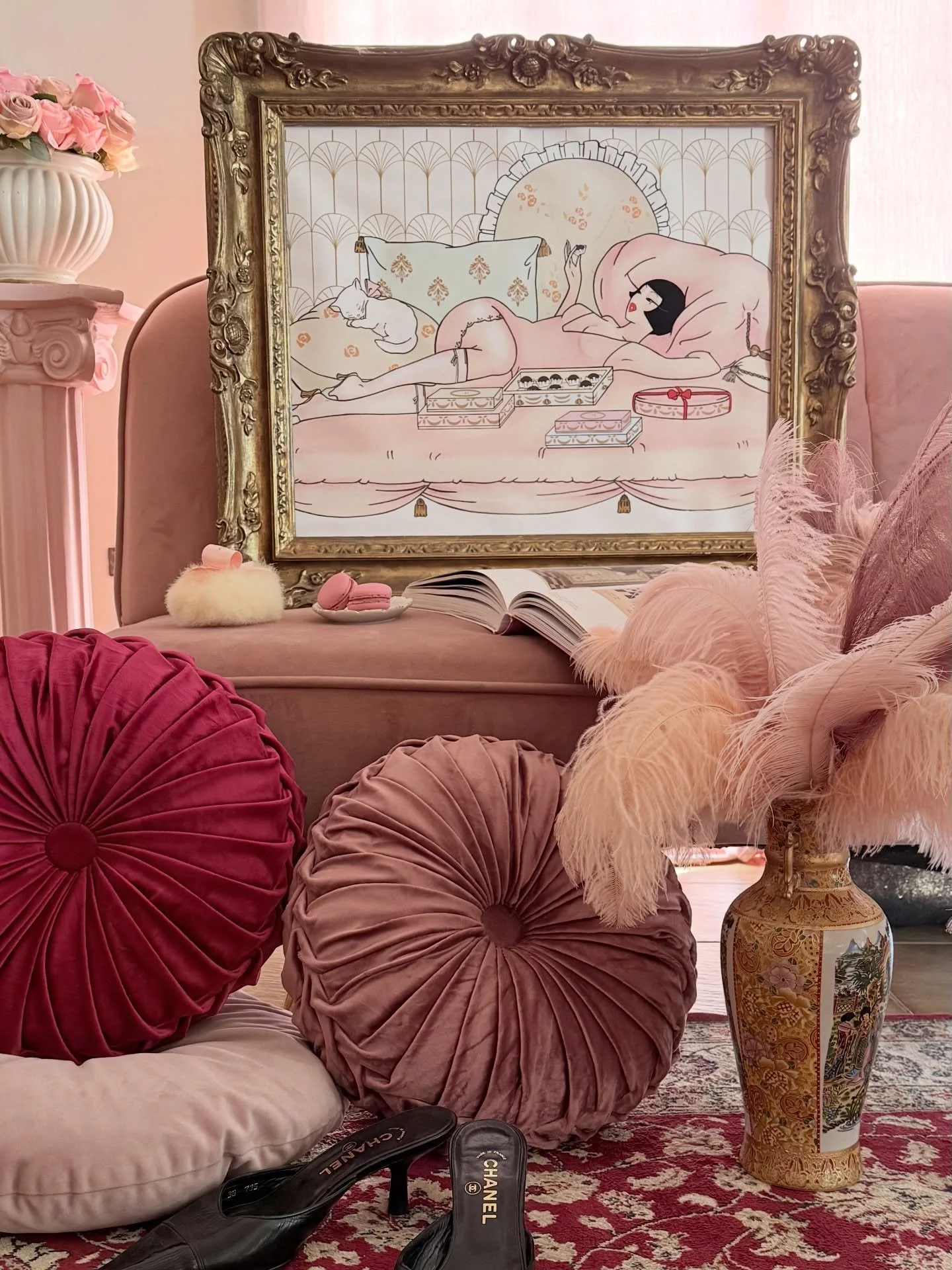 🎀🍰🧁Indulgence  #madamedabi #boudoirart #homedecor #maximalistinteriors #flapperfashion