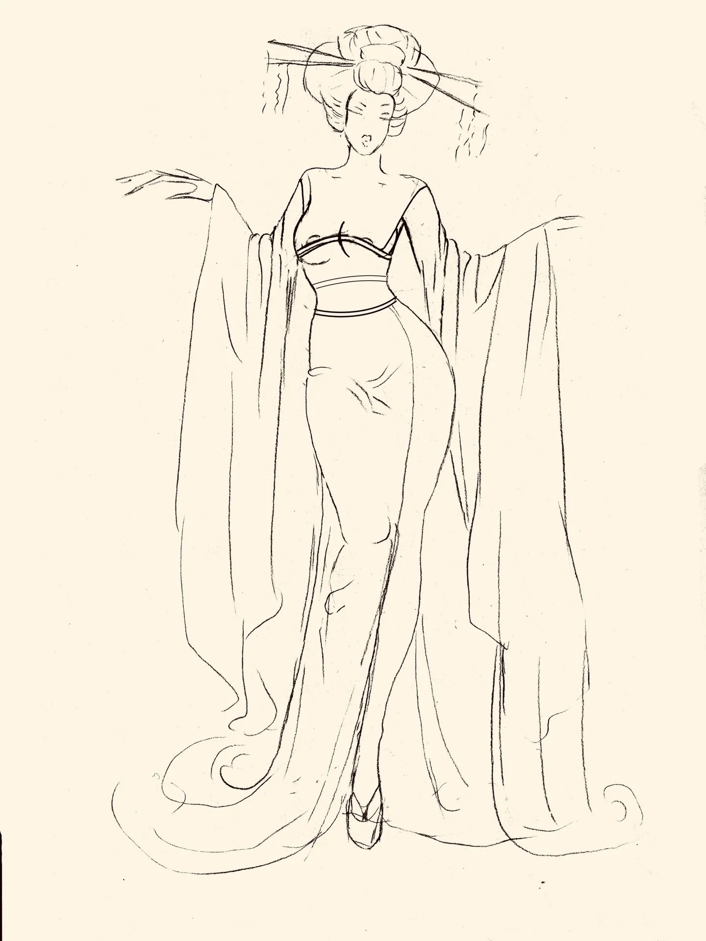 Cio-Cio-San never dies. She changes shape and reinvents herself.

My Madame Butterfly sketch was born looking at a master: Ert&eacute;. His sculpture was created in 1989, the year I was born. I couldn&rsquo;t have known that this artist would become 