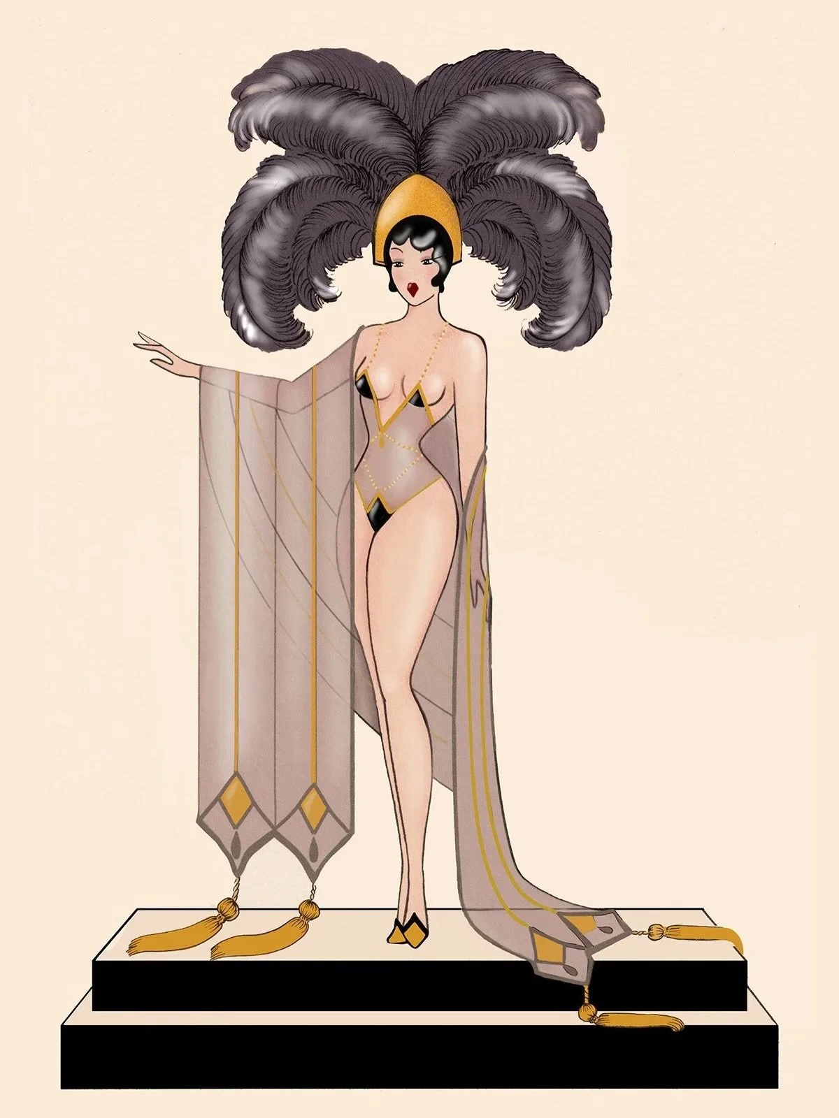 Happy Sunday between feathers and gold
My Original prints are available in various sizes in the boutique🛍️
🎀Link in bio🎀

#madamedabi #womanartists #eroticillustration #burlesque #vintageshowgirl